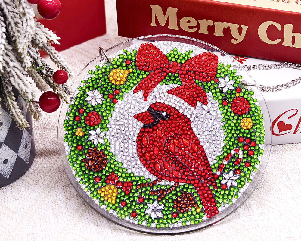 🎄 5 Elegant Glass Hanging Diamond Art Ornaments for a Sparkling Christmas