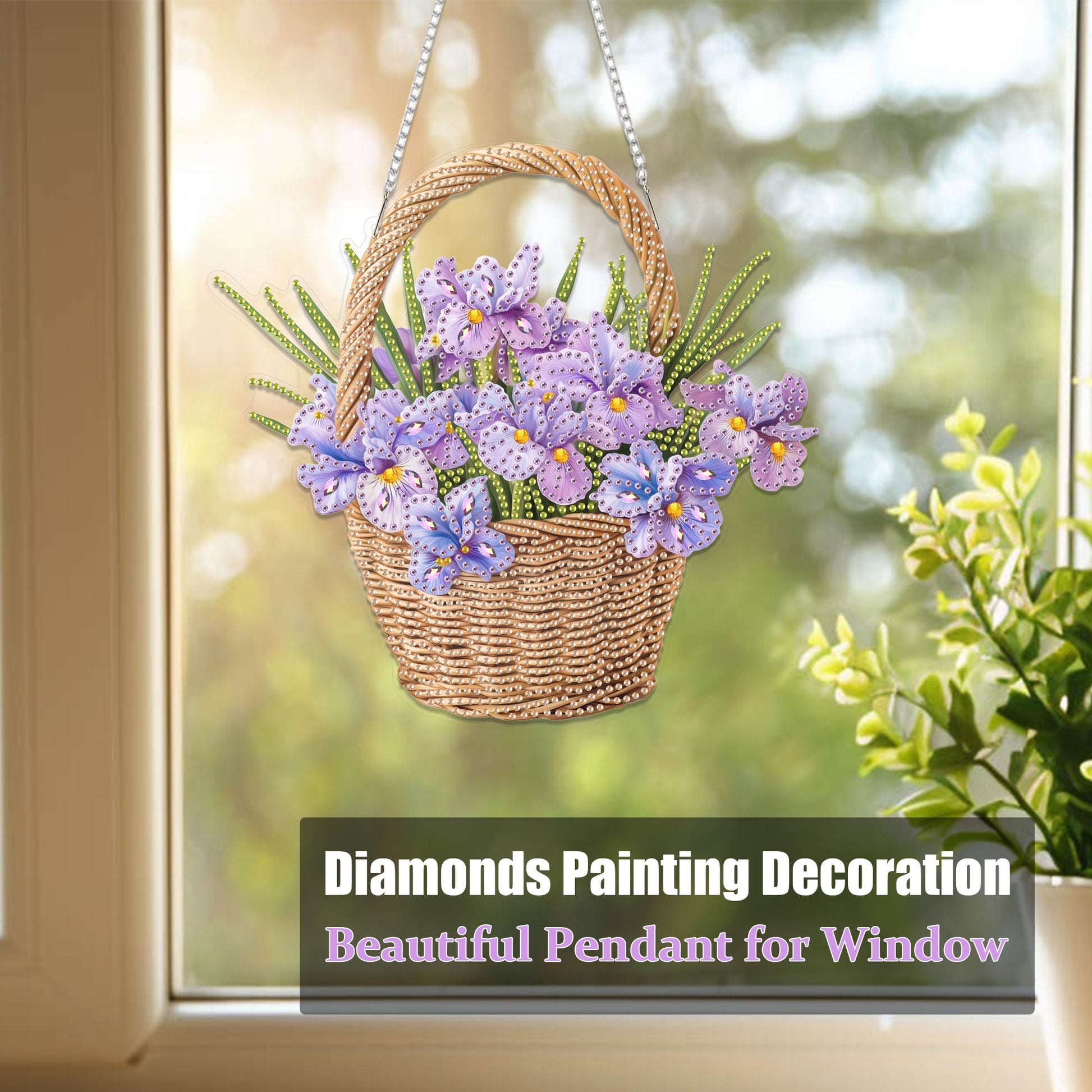 Violet Flower Basket - Hanging