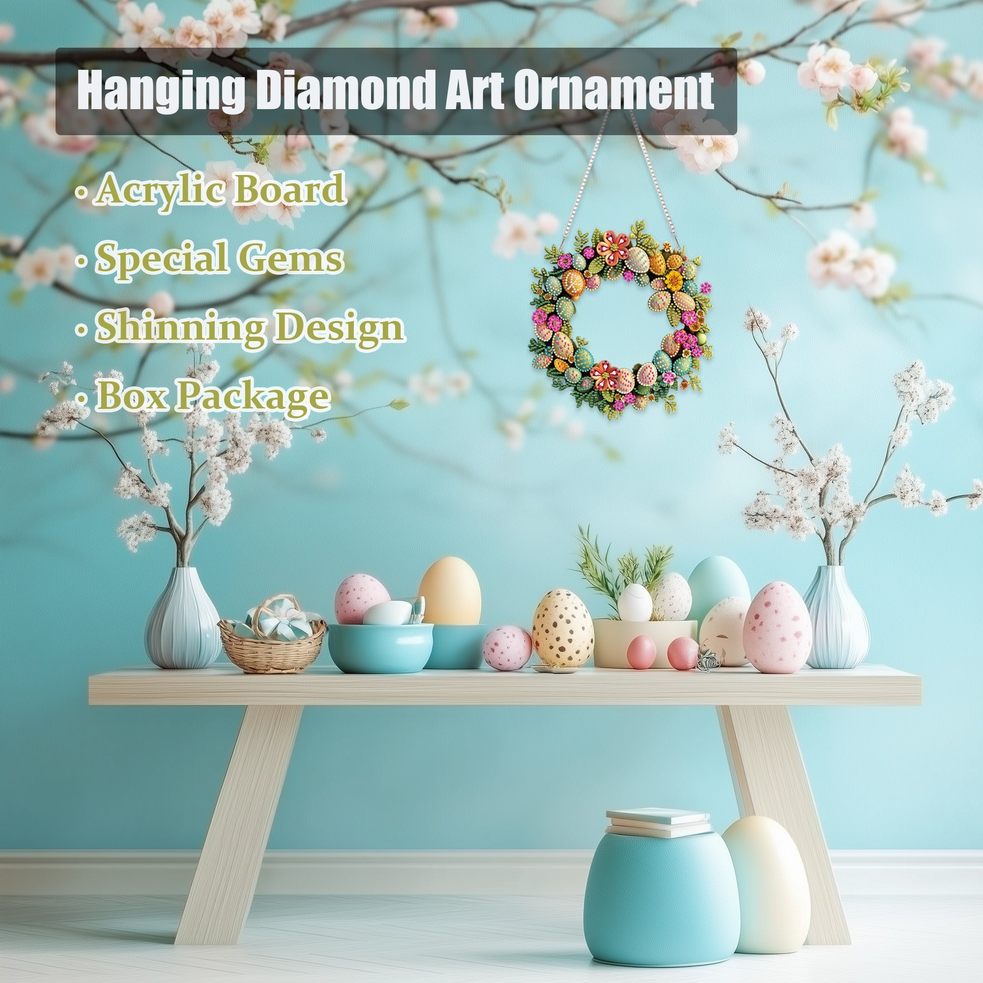 Easter Eggs Wreath - Hanging