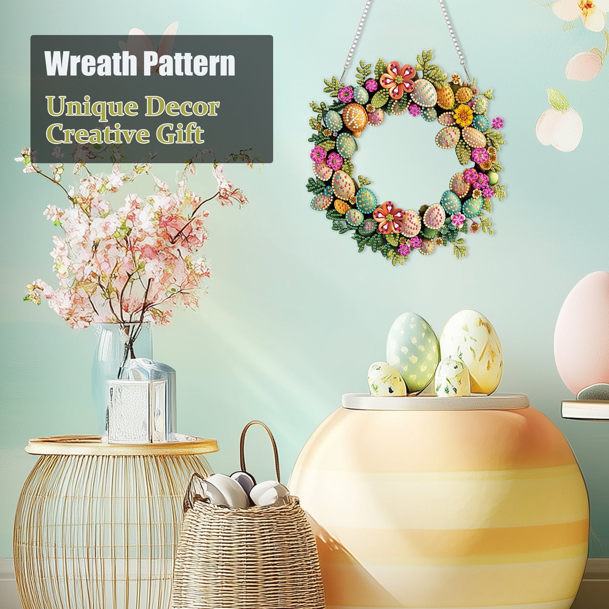 Easter Eggs Wreath - Hanging