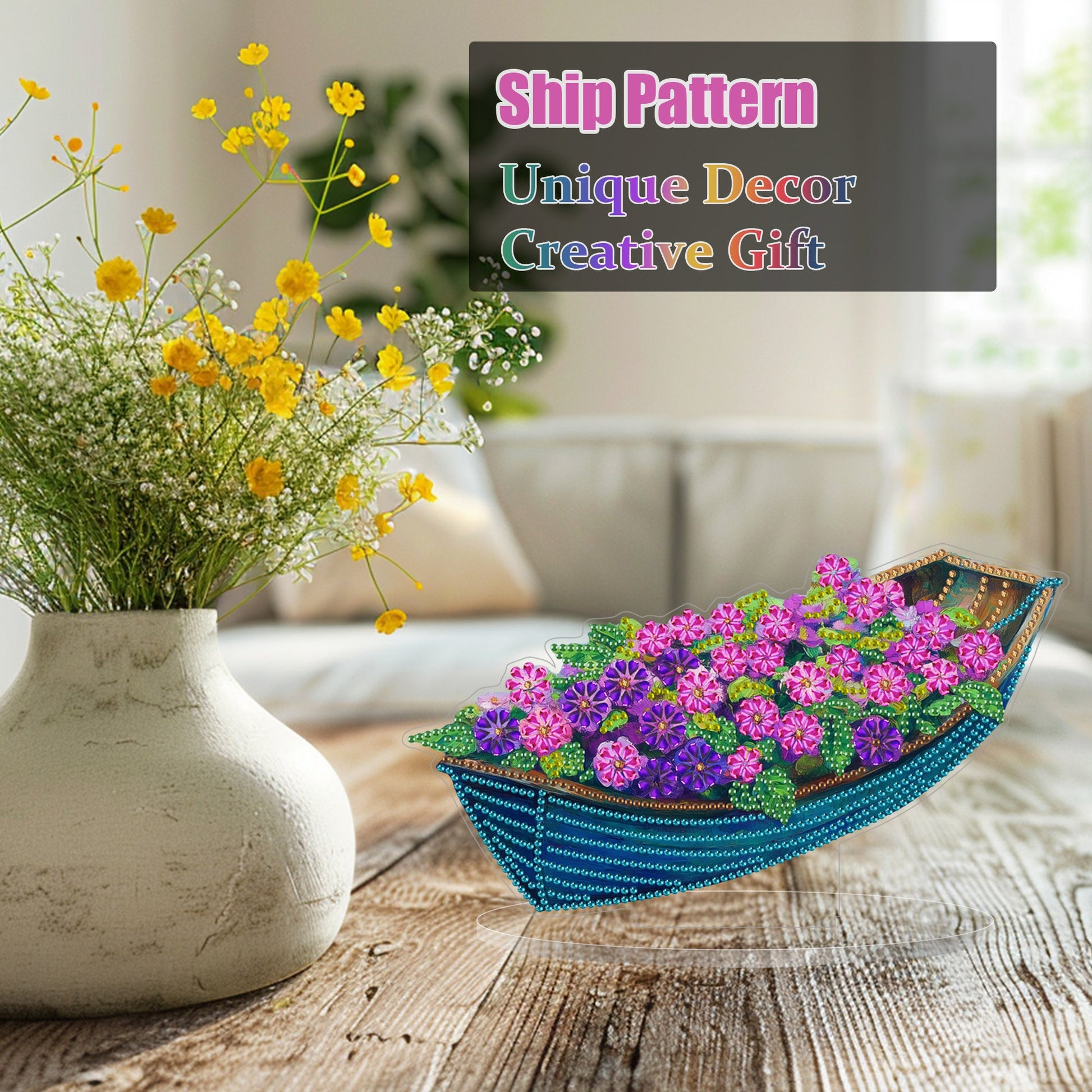 Purple Flowers on the Boat - Tabletop
