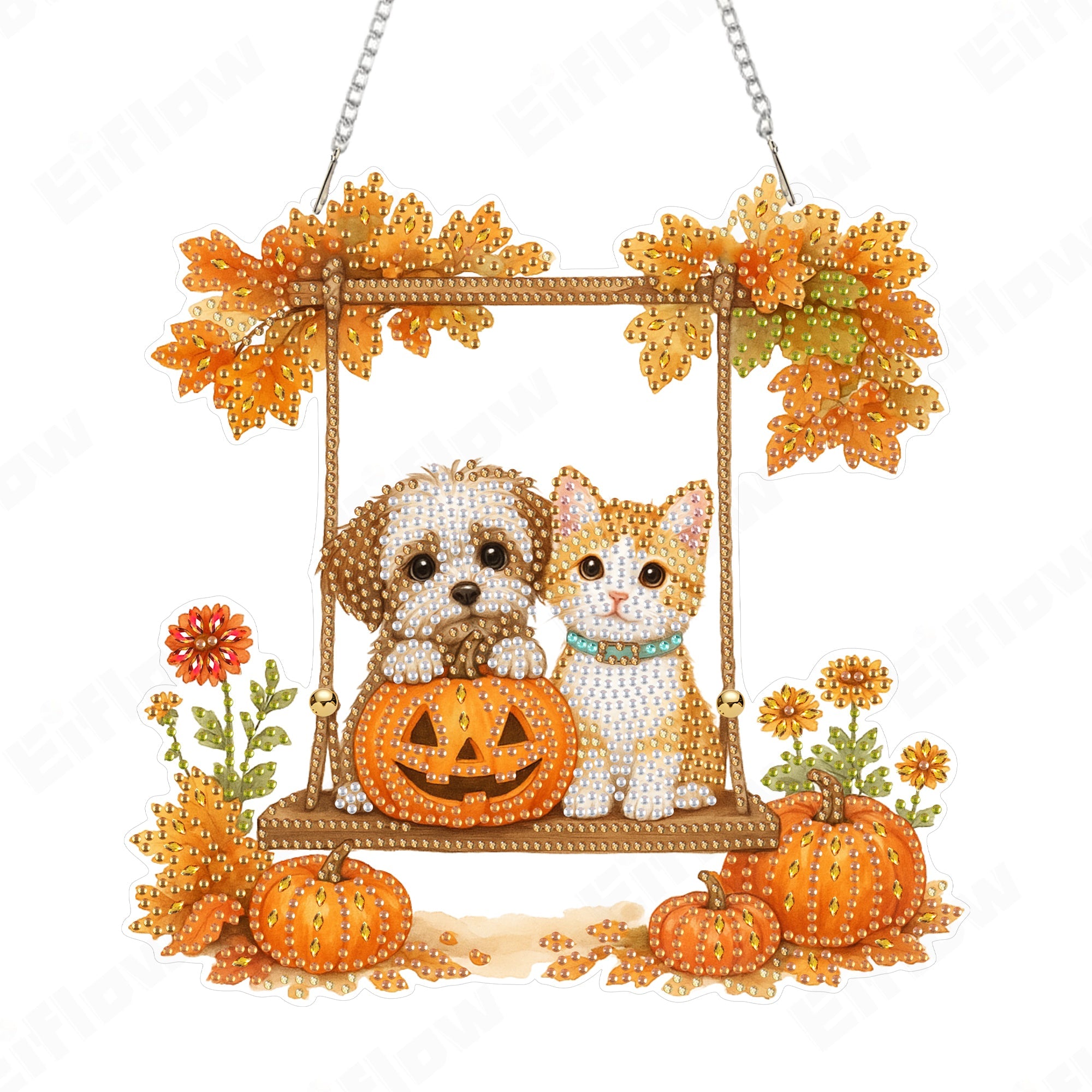 Cat and Dog on the Swing