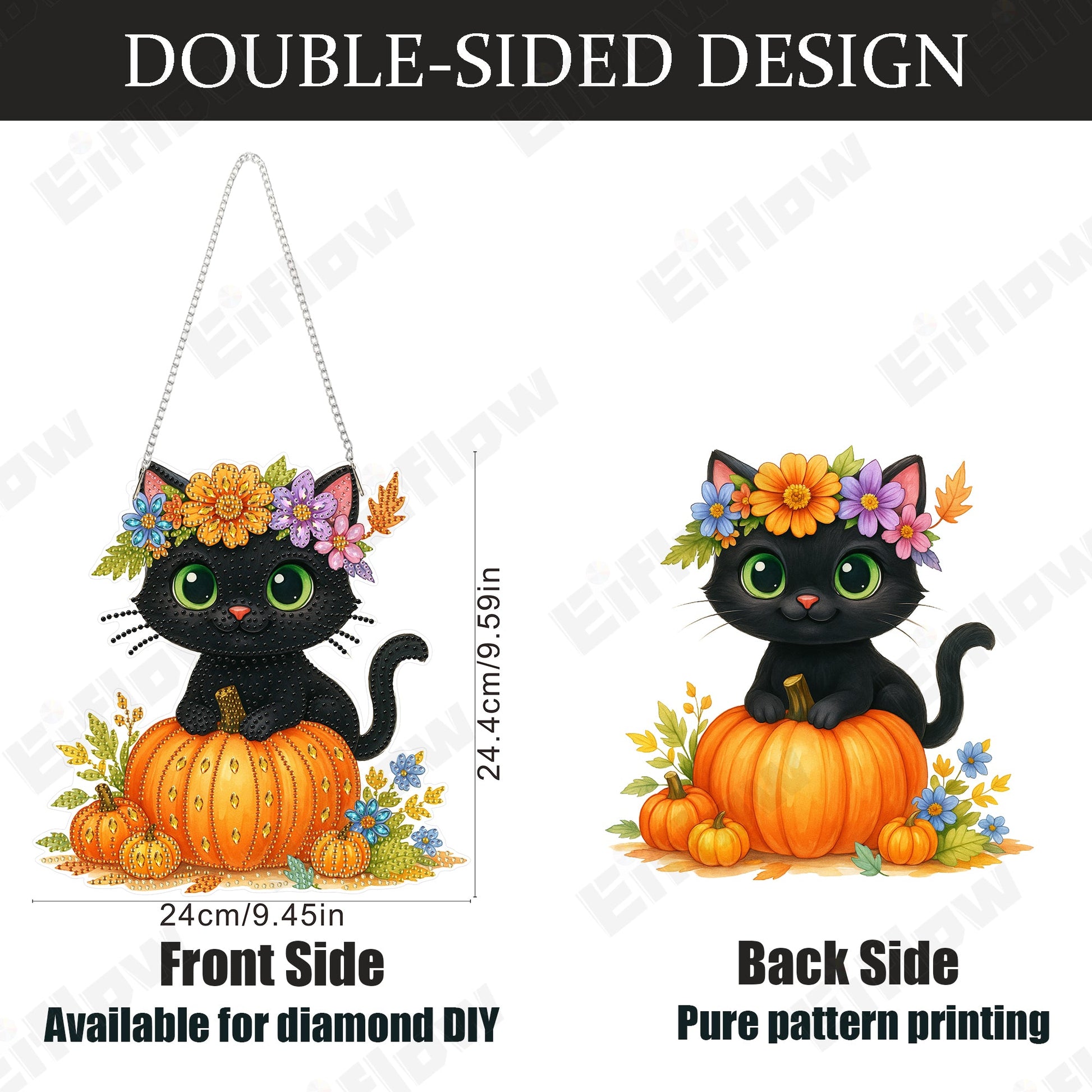 Hanging Pendant, Black Cat and Pumpkin