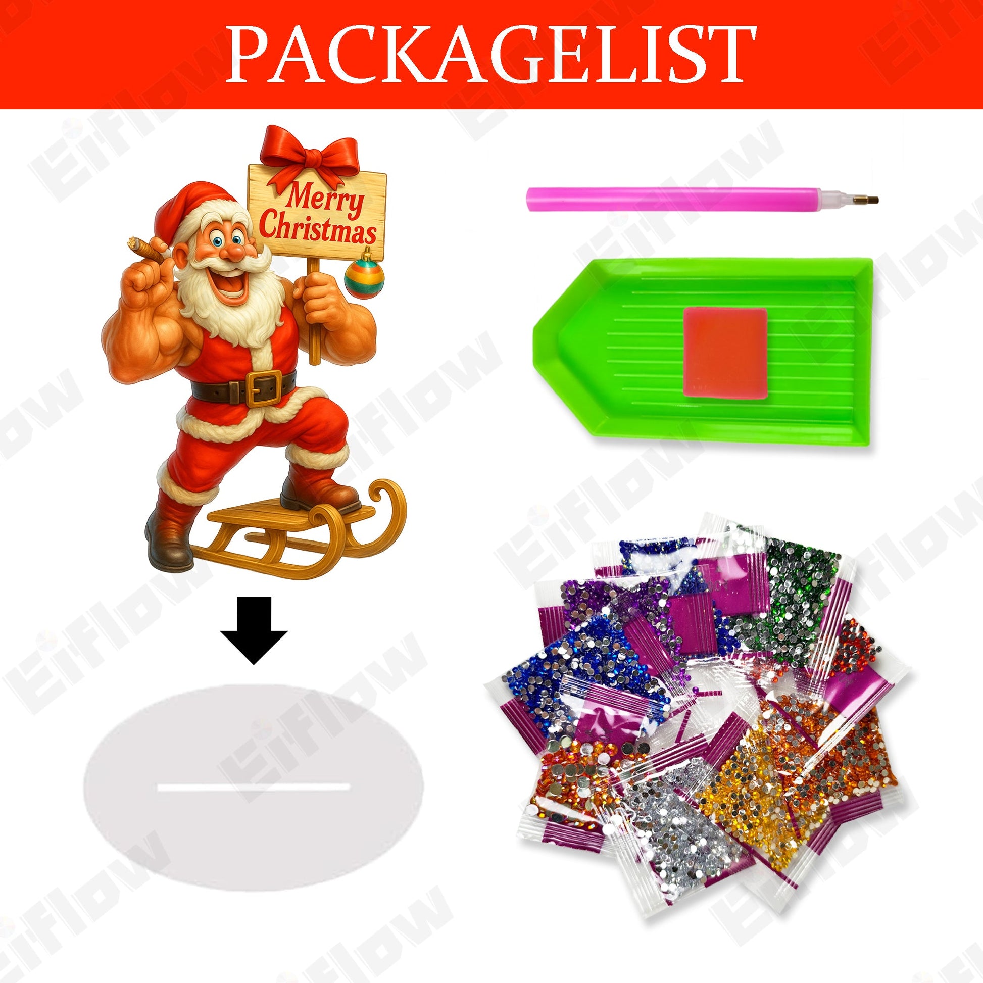 Tabletop Ornament, Muscle Santa Claus