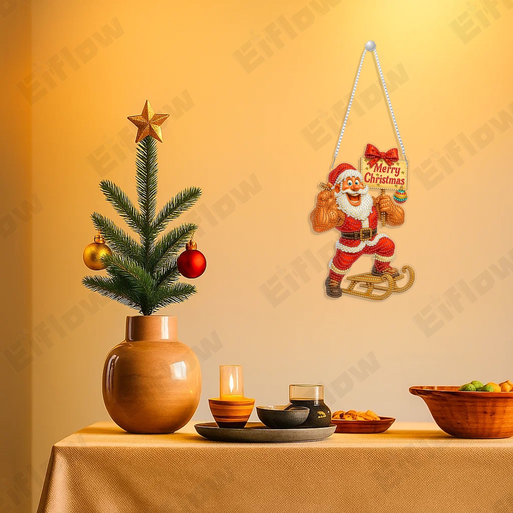 Hanging Pendant, Muscle Santa Claus