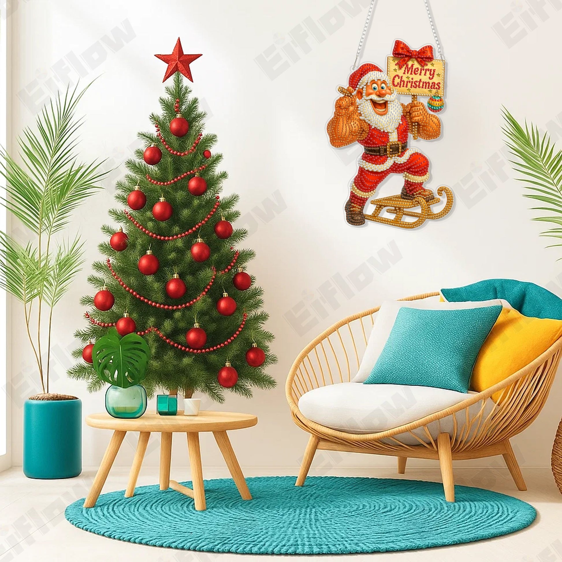 Hanging Pendant, Muscle Santa Claus