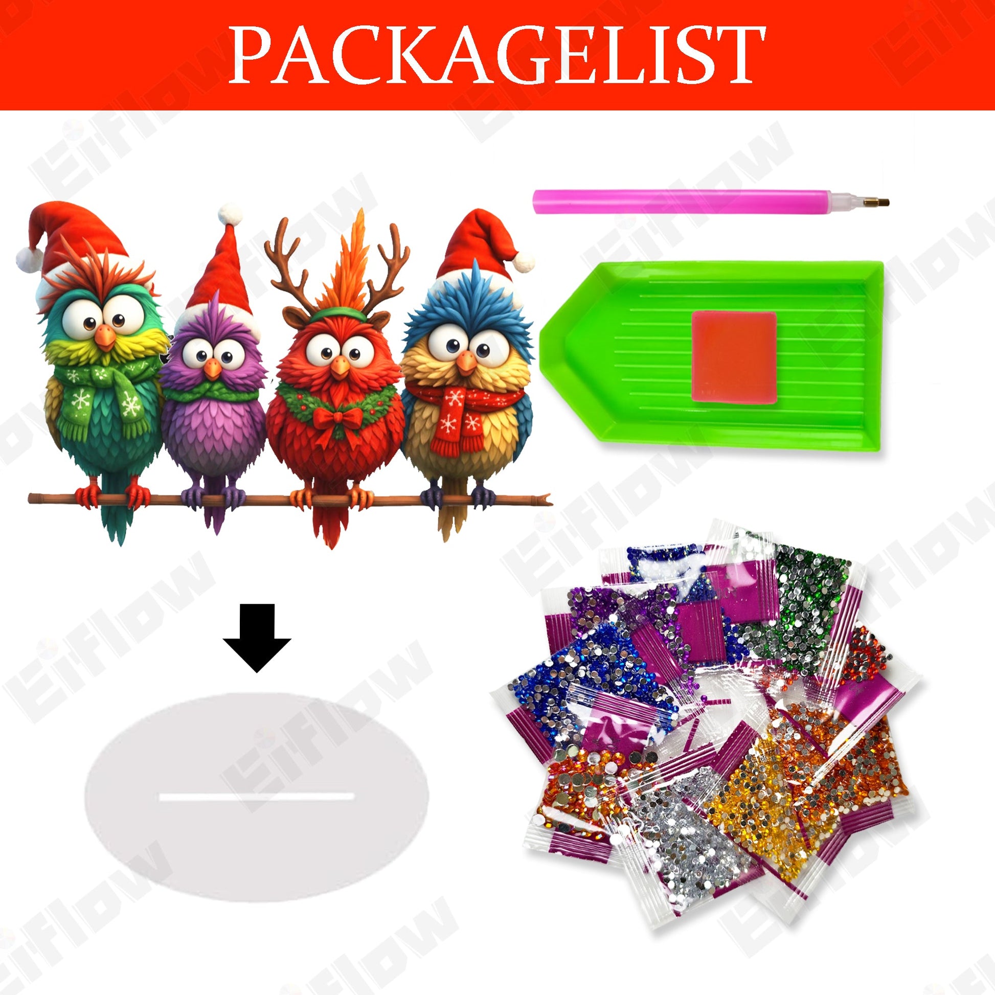 Colorful Christmas Birds - Tabletop