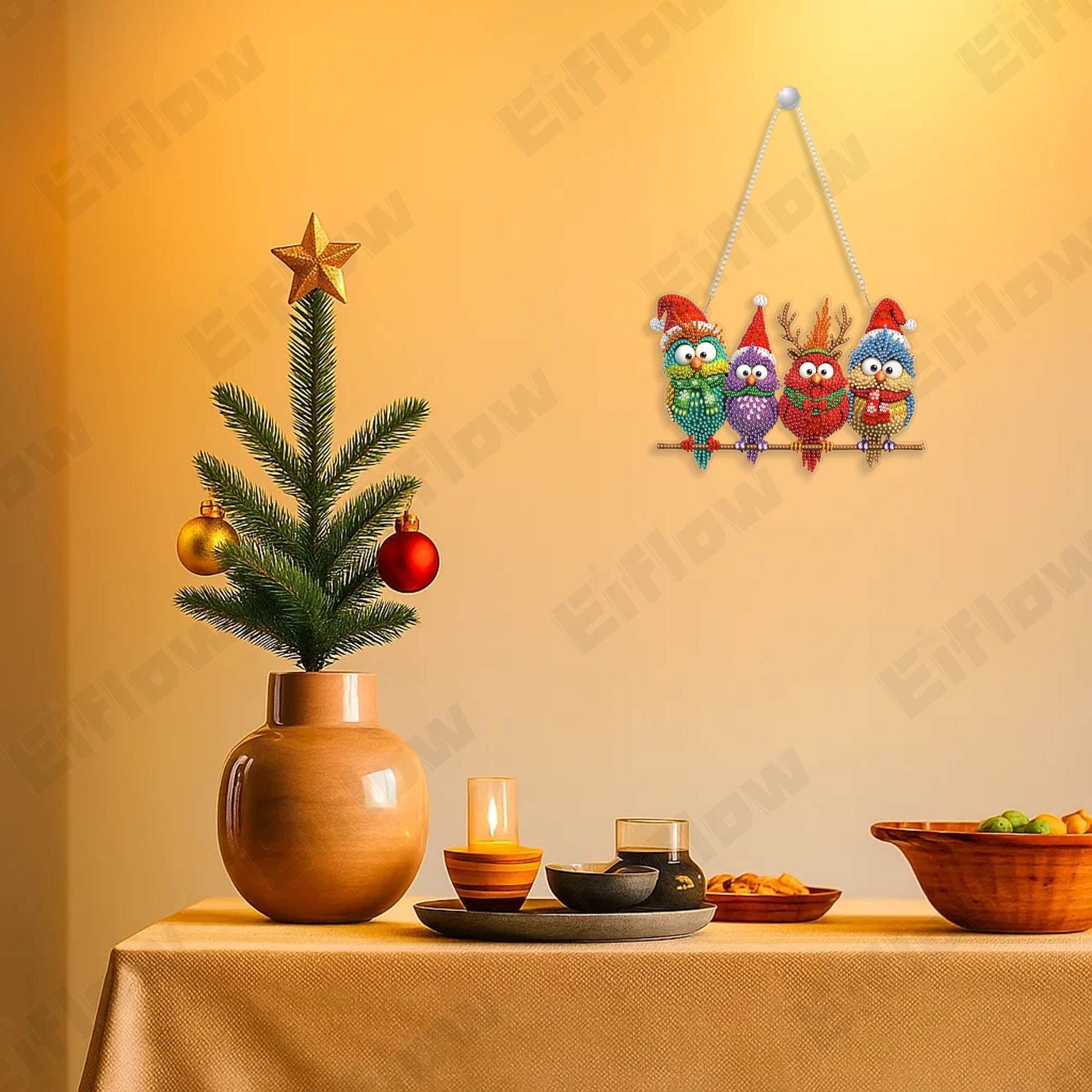 Colorful Christmas Birds - Hanging