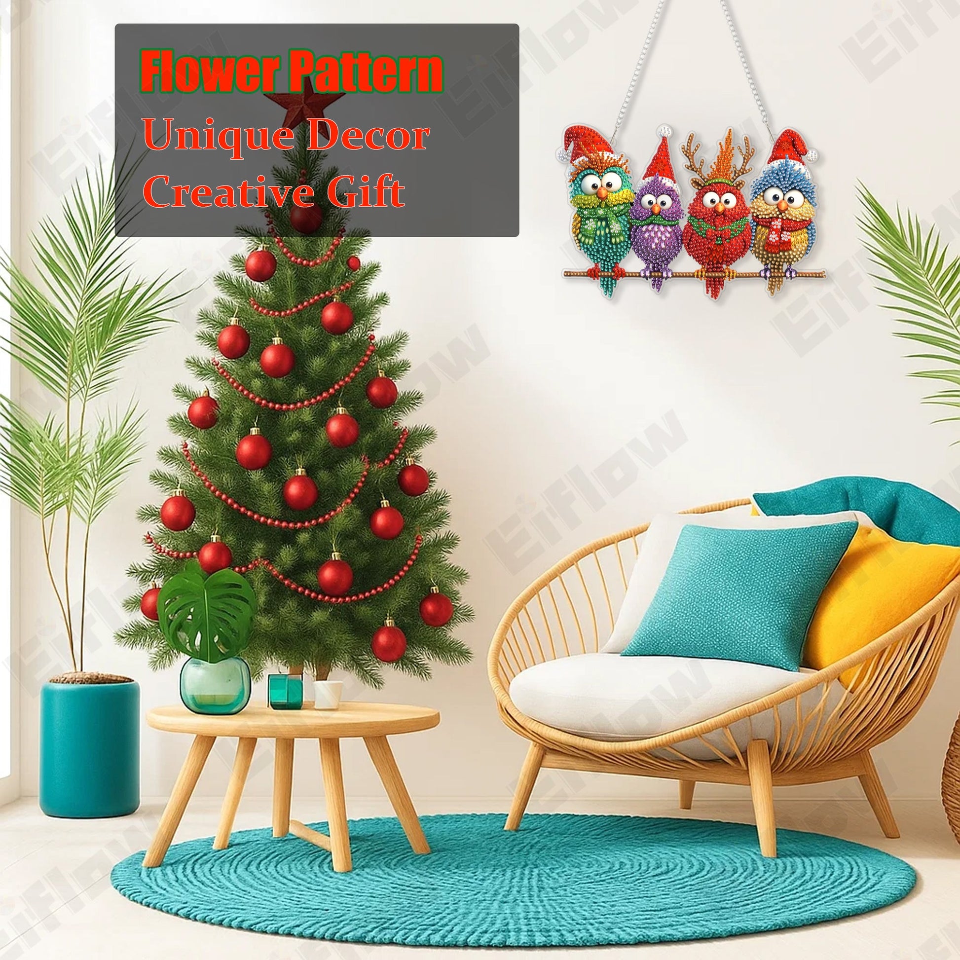 Colorful Christmas Birds - Hanging