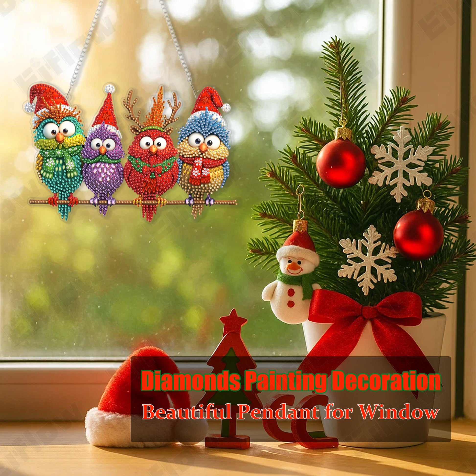 Colorful Christmas Birds - Hanging