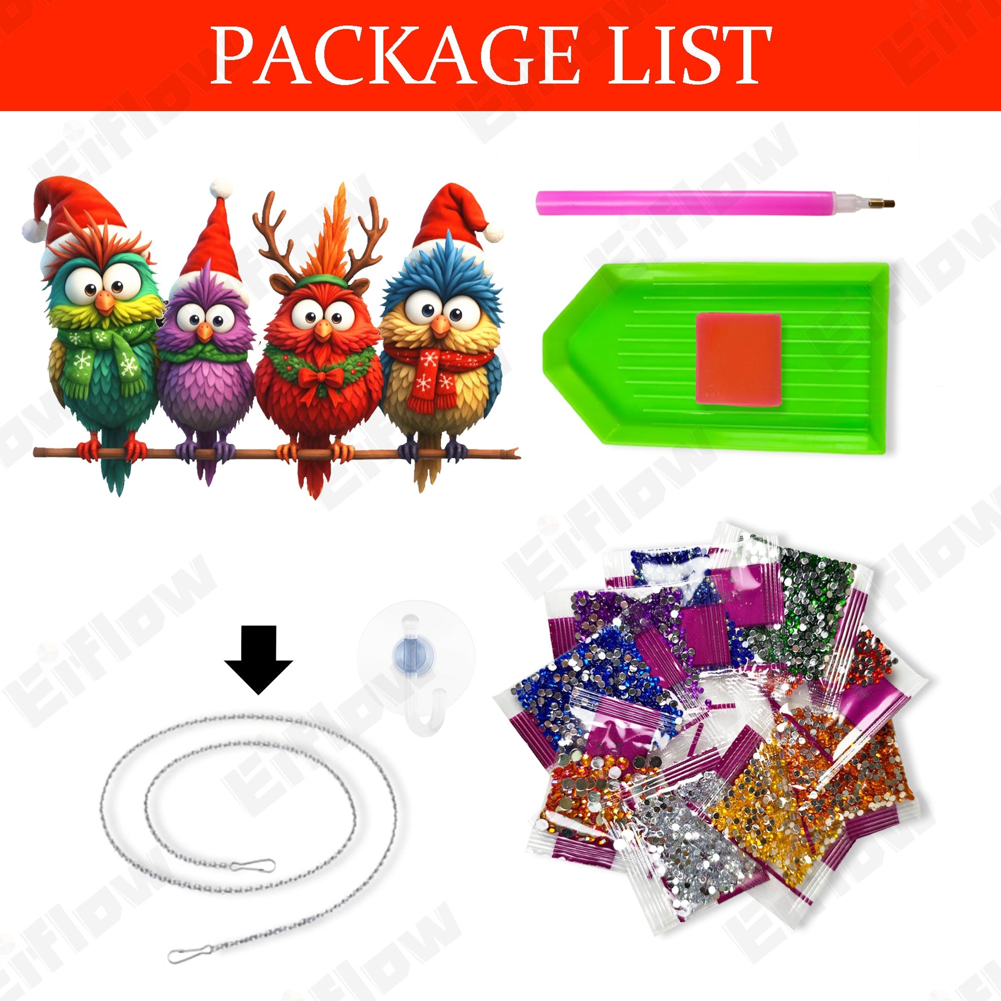 Colorful Christmas Birds - Hanging