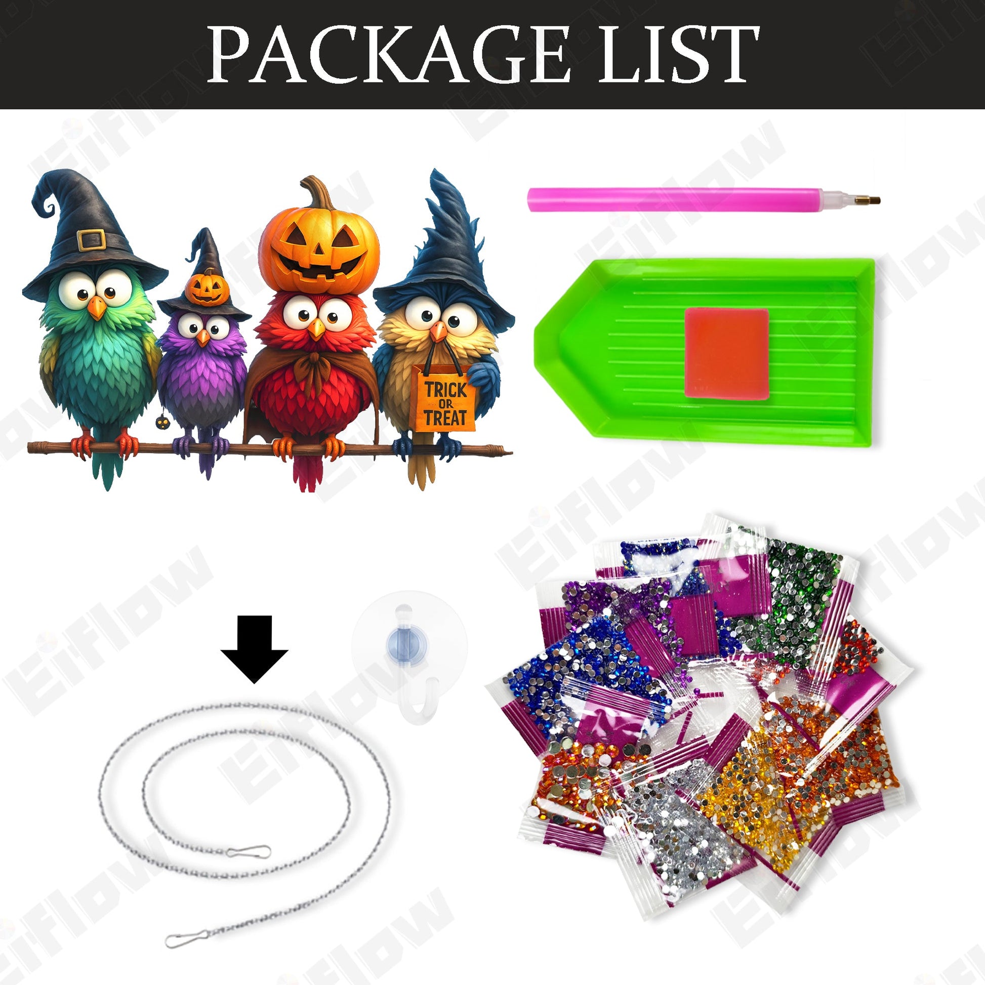 Colorful Halloween Birds - Hanging