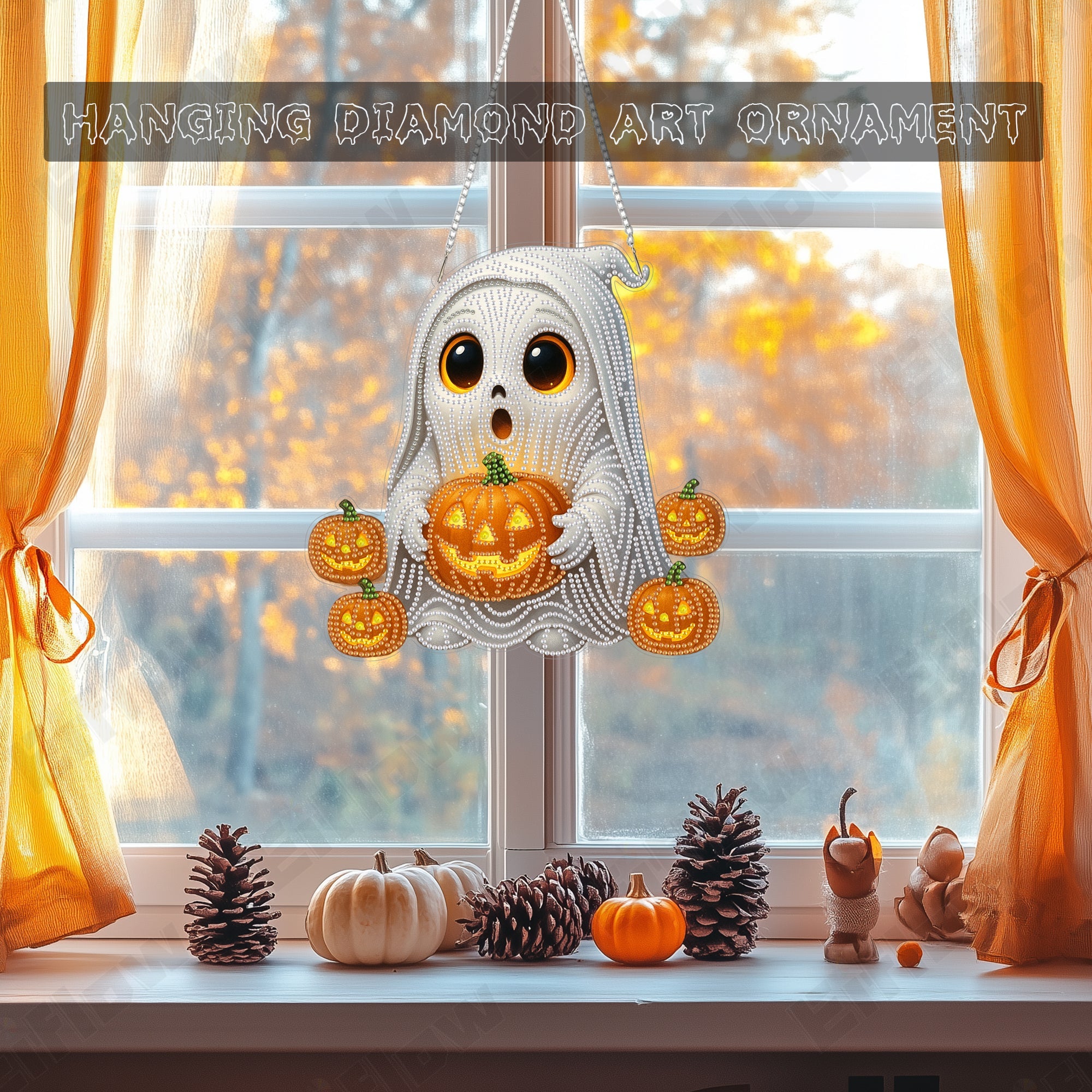 The Ghost Holding A Pumpkin - Hanging