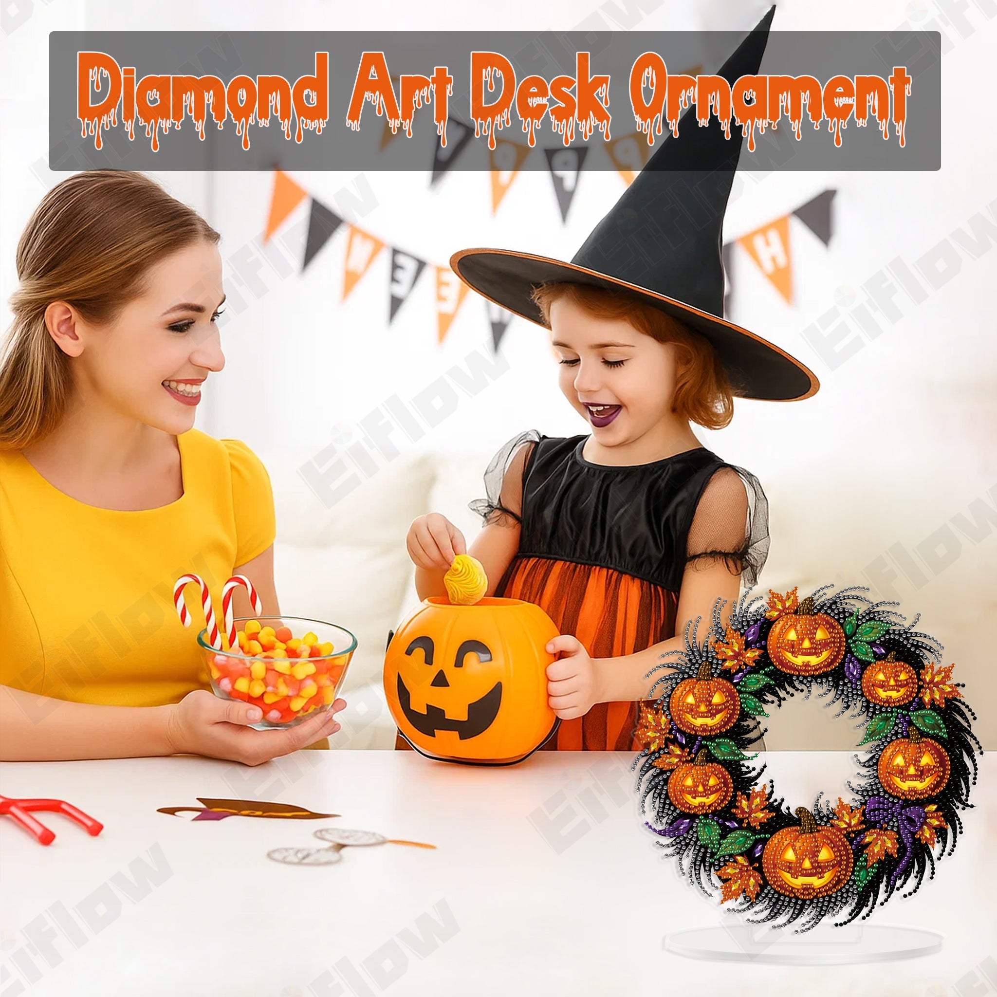 Halloween Pumpkin Wreath - Tabletop