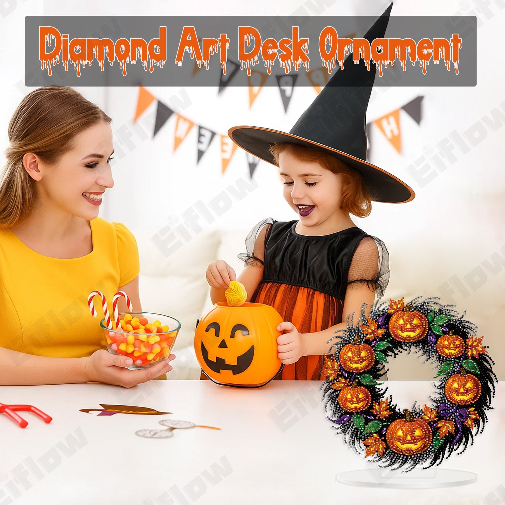 Halloween Pumpkin Wreath - Tabletop