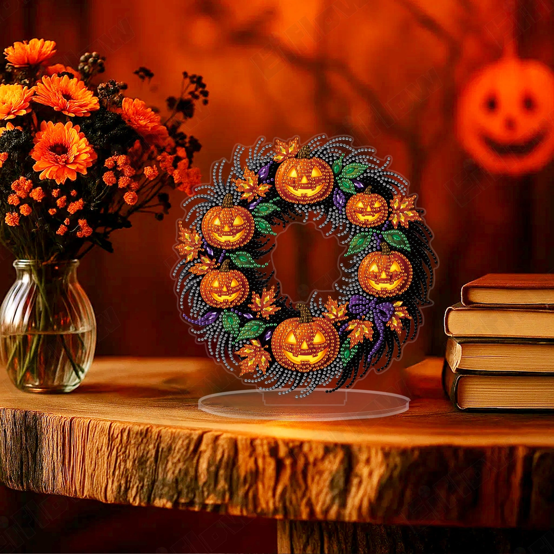 Halloween Pumpkin Wreath - Tabletop