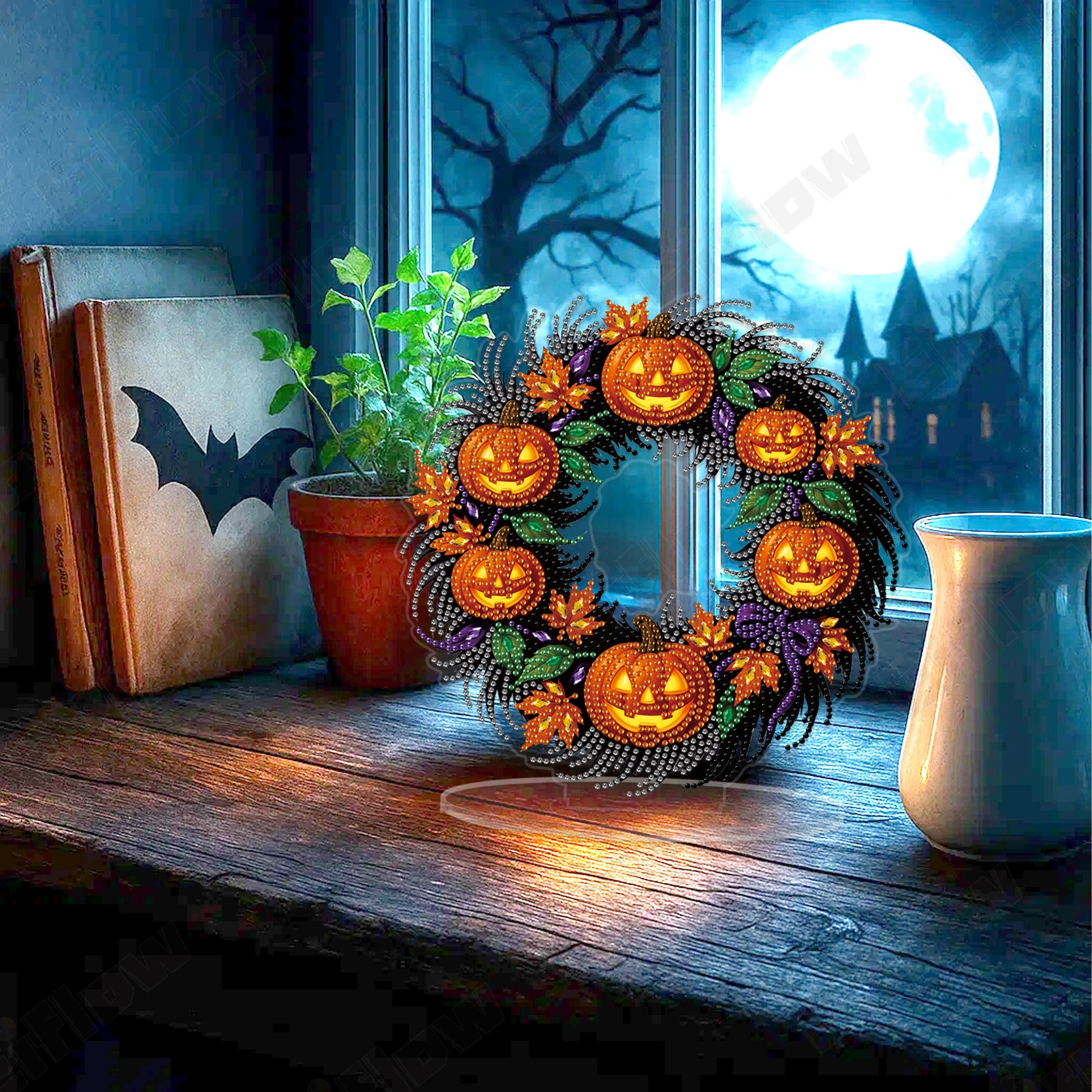 Halloween Pumpkin Wreath - Tabletop