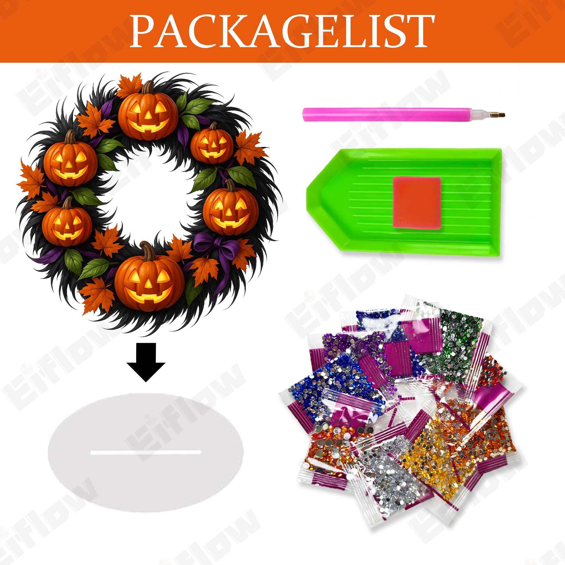 Halloween Pumpkin Wreath - Tabletop