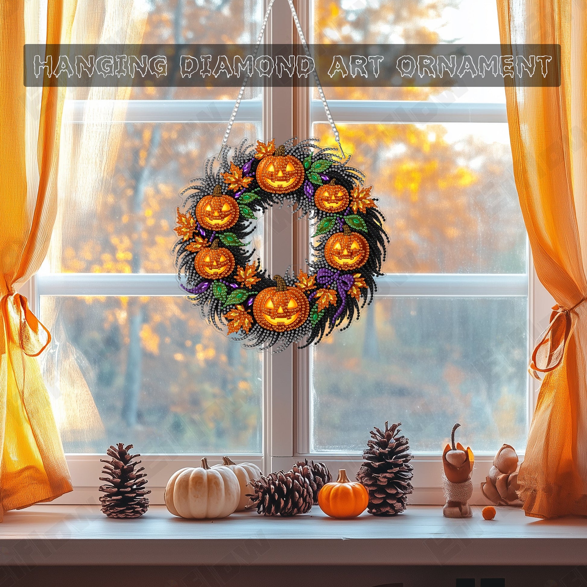 Halloween Pumpkin Wreath - Hanging