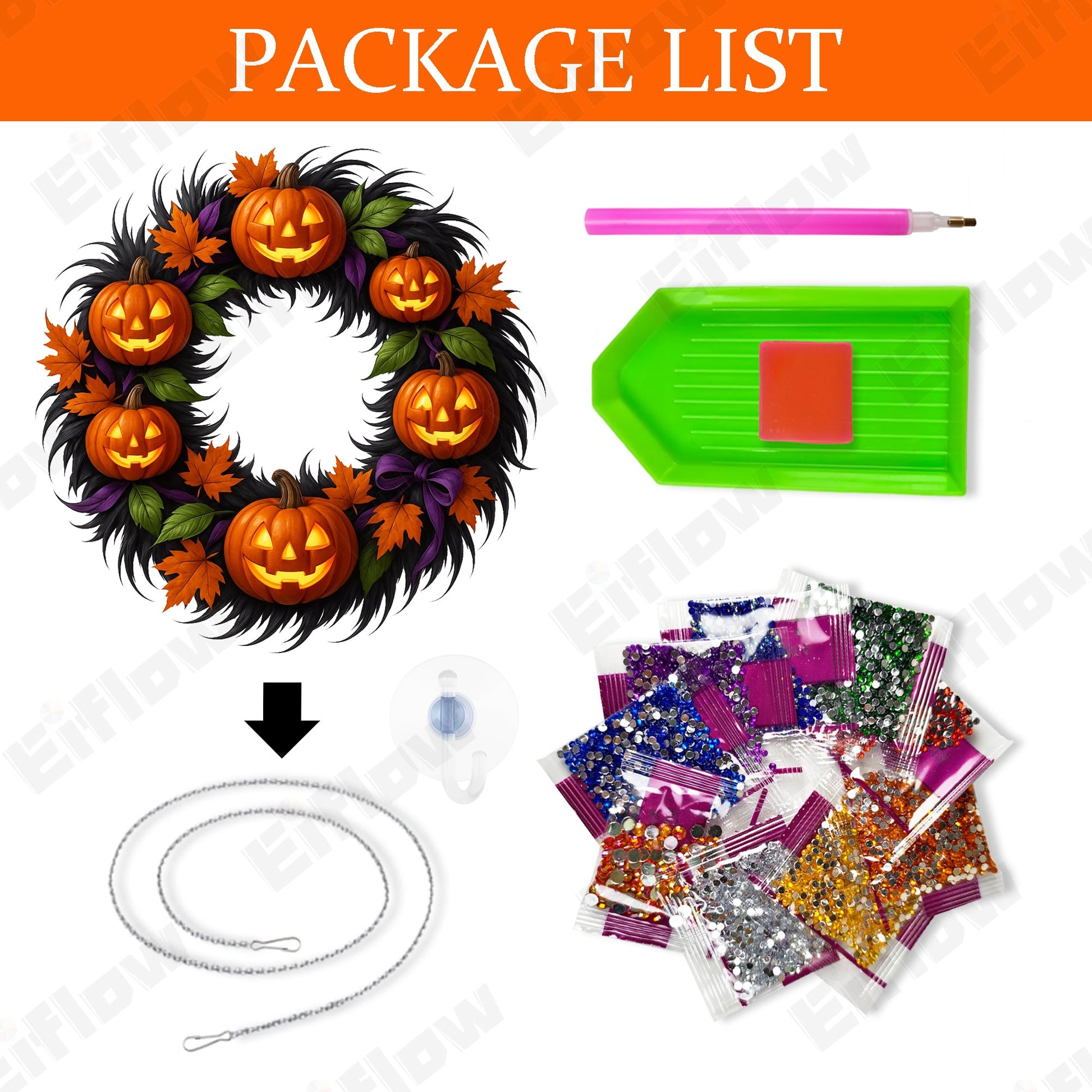 Halloween Pumpkin Wreath - Hanging