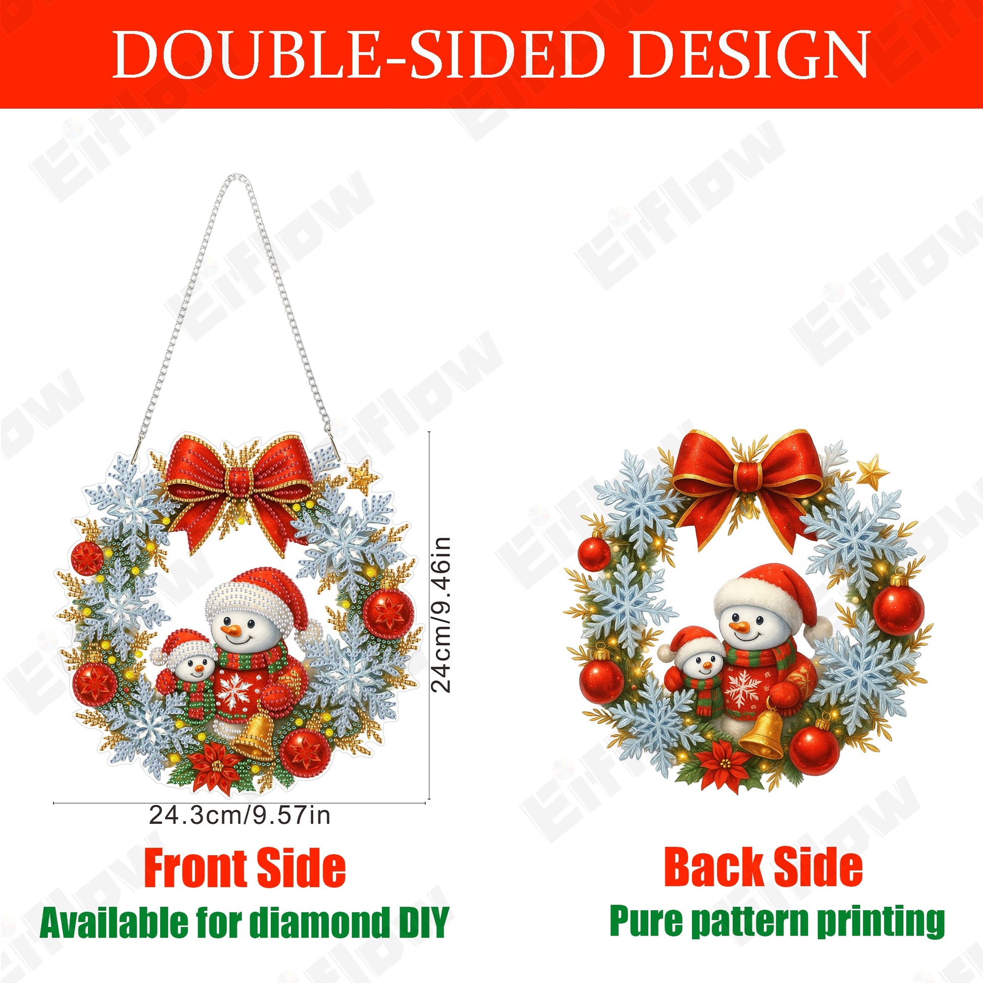Christmas Snowman Wreath - Hanging