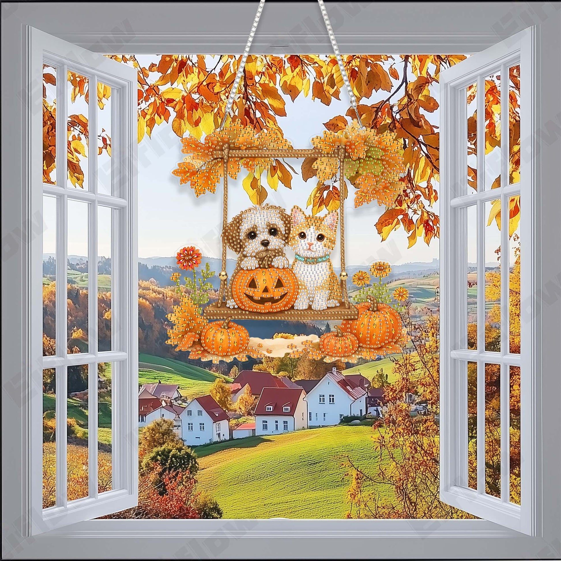 Cat and Dog on the Swing
