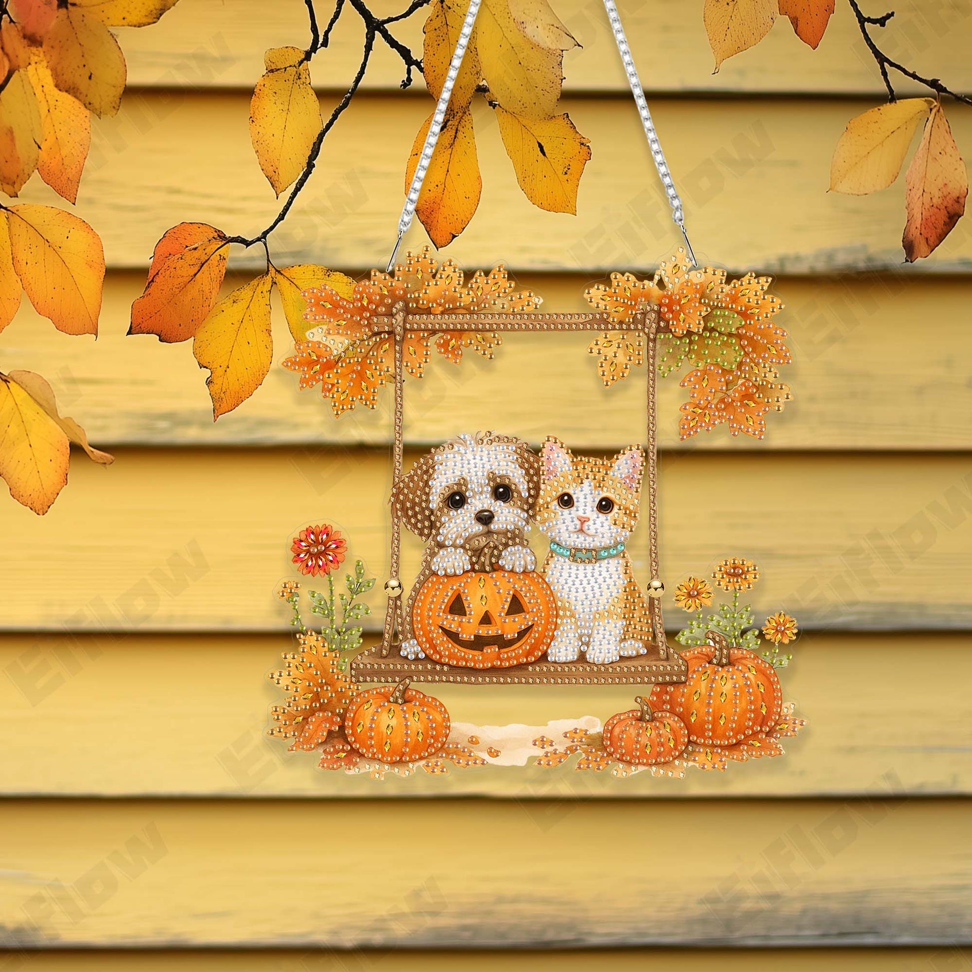 Cat and Dog on the Swing