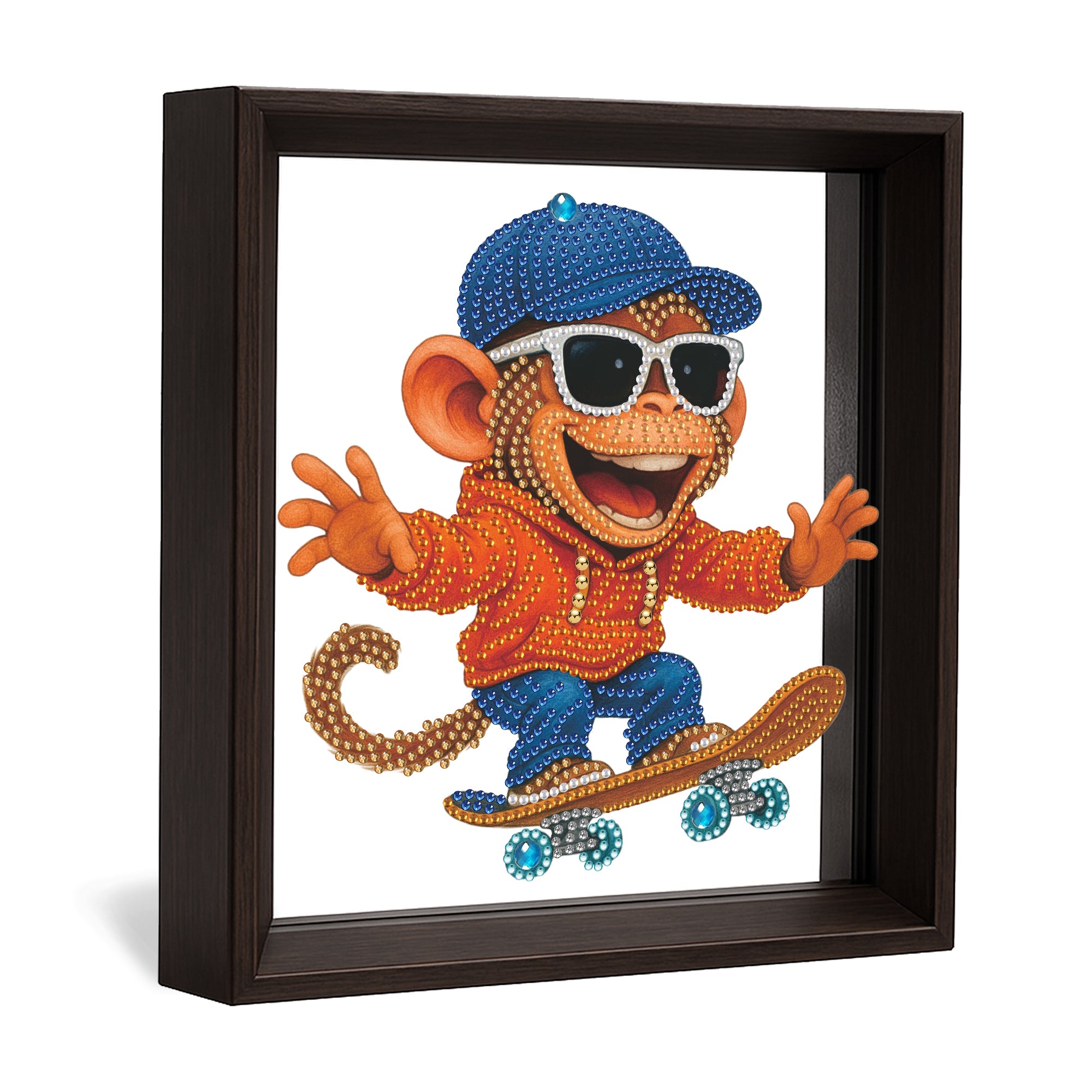Tabletop Framed Diamond Art Painting Kit, Skateboard Monkey – Eiflow