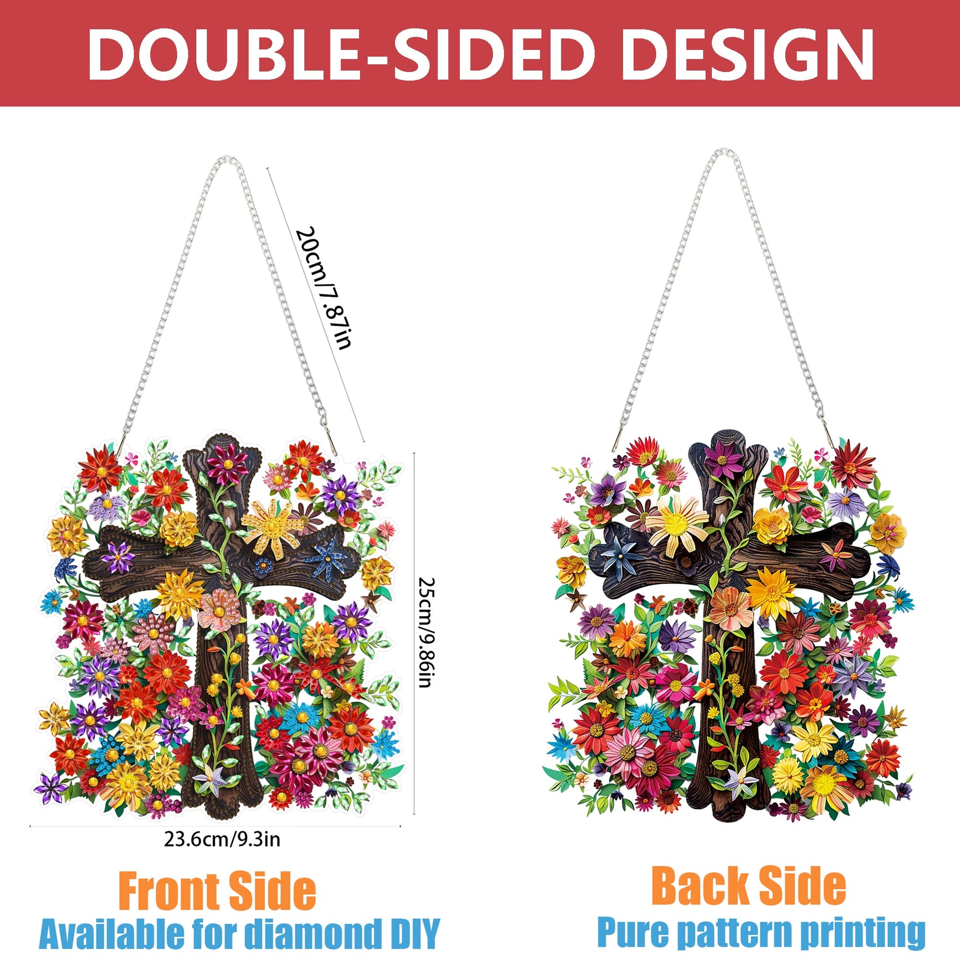 Wood Cross with Flowers