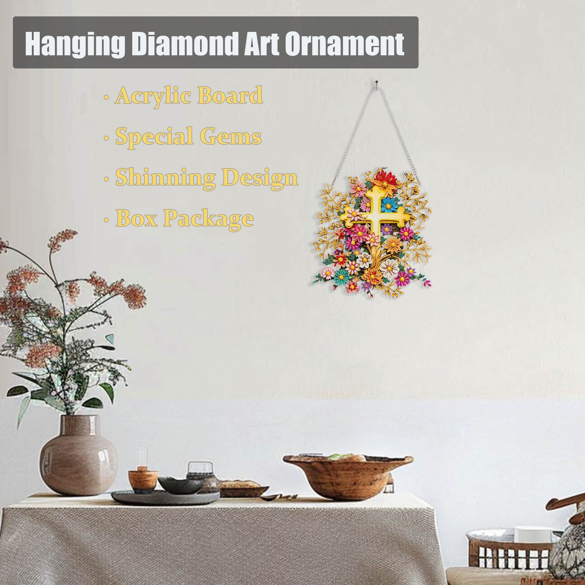 Golden Cross with Flowers