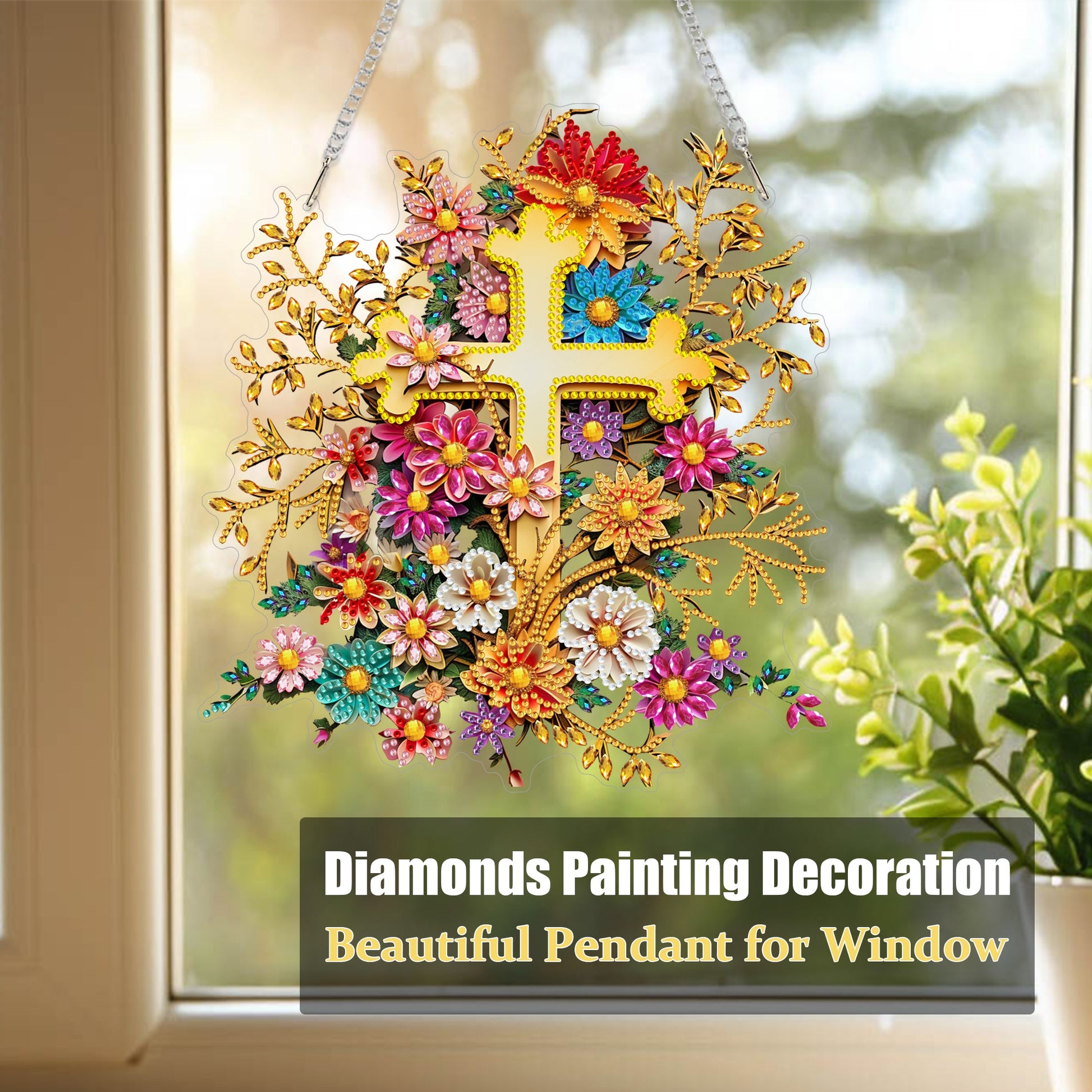 Golden Cross with Flowers