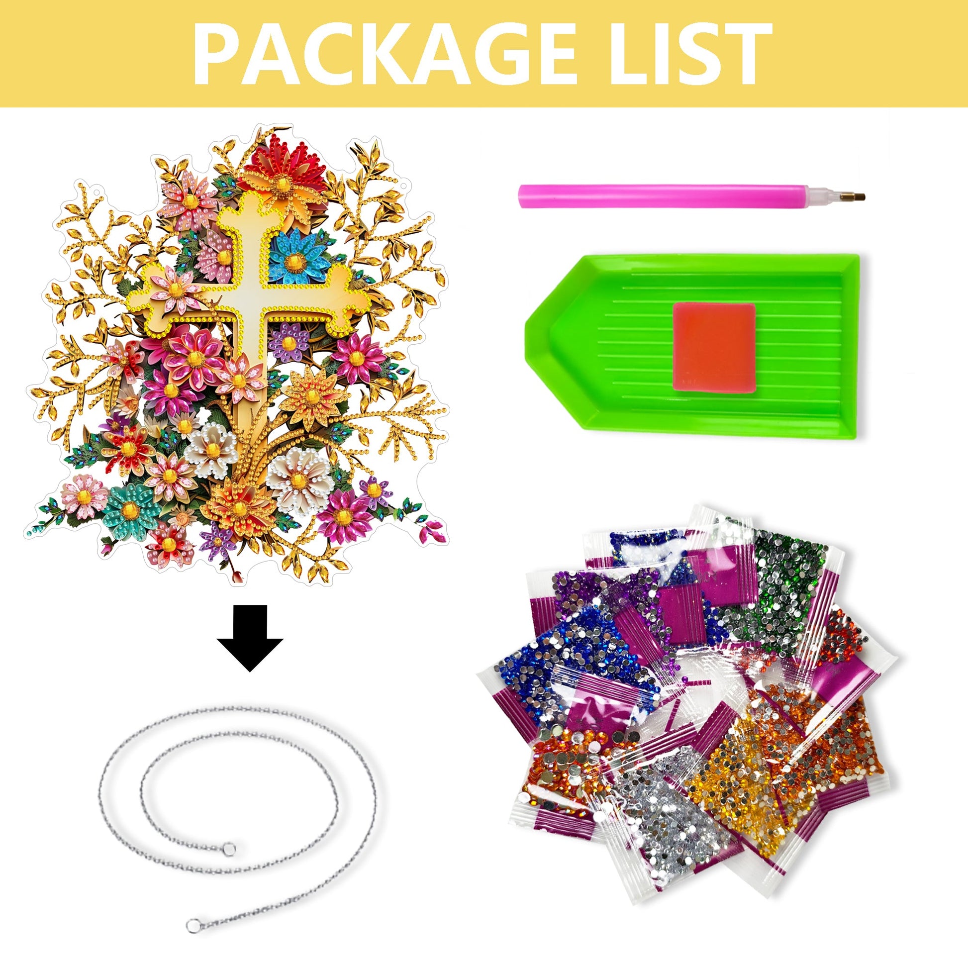 Golden Cross with Flowers