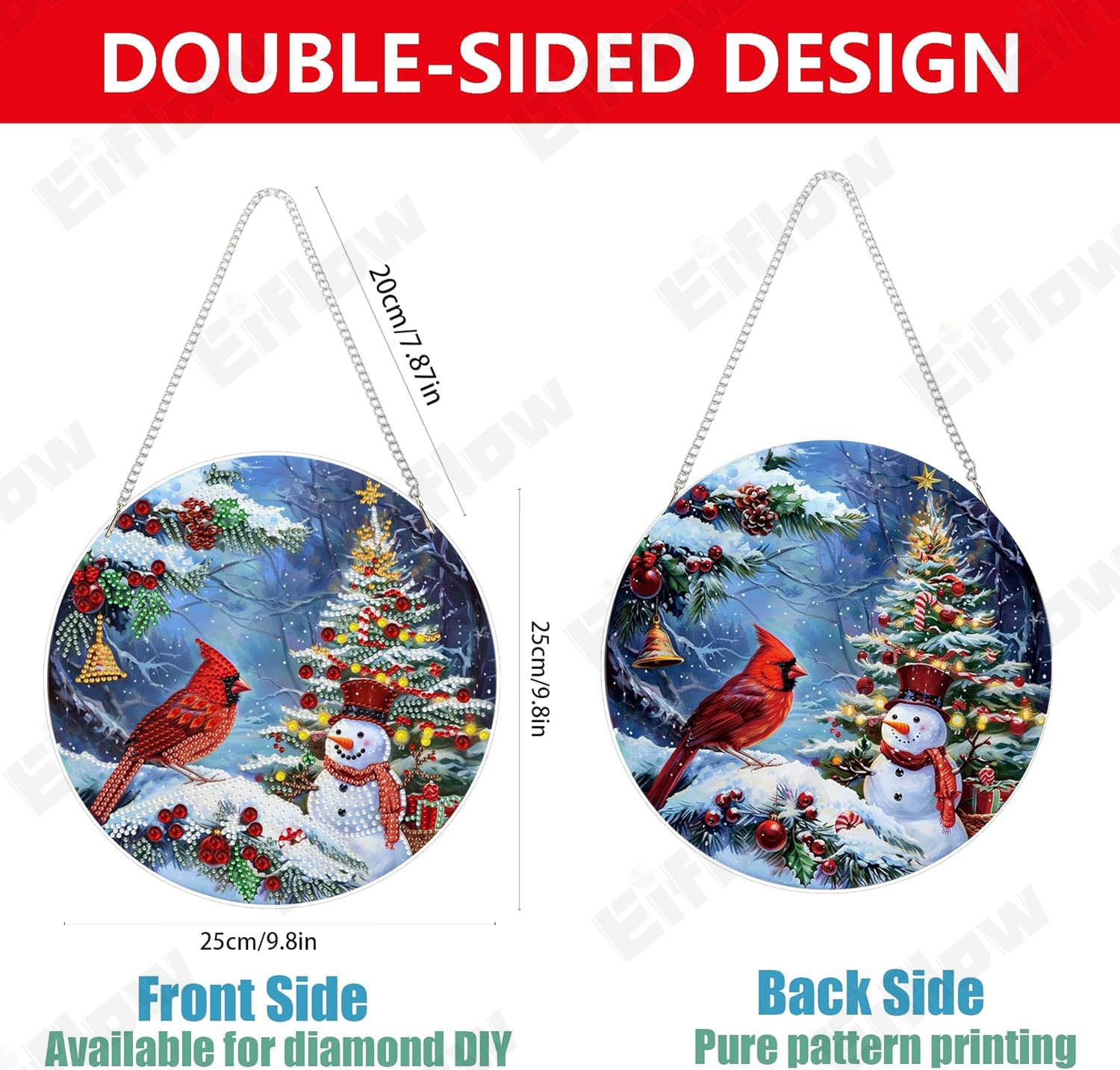 Hanging Pendant, Christmas Snowman and Cardinal