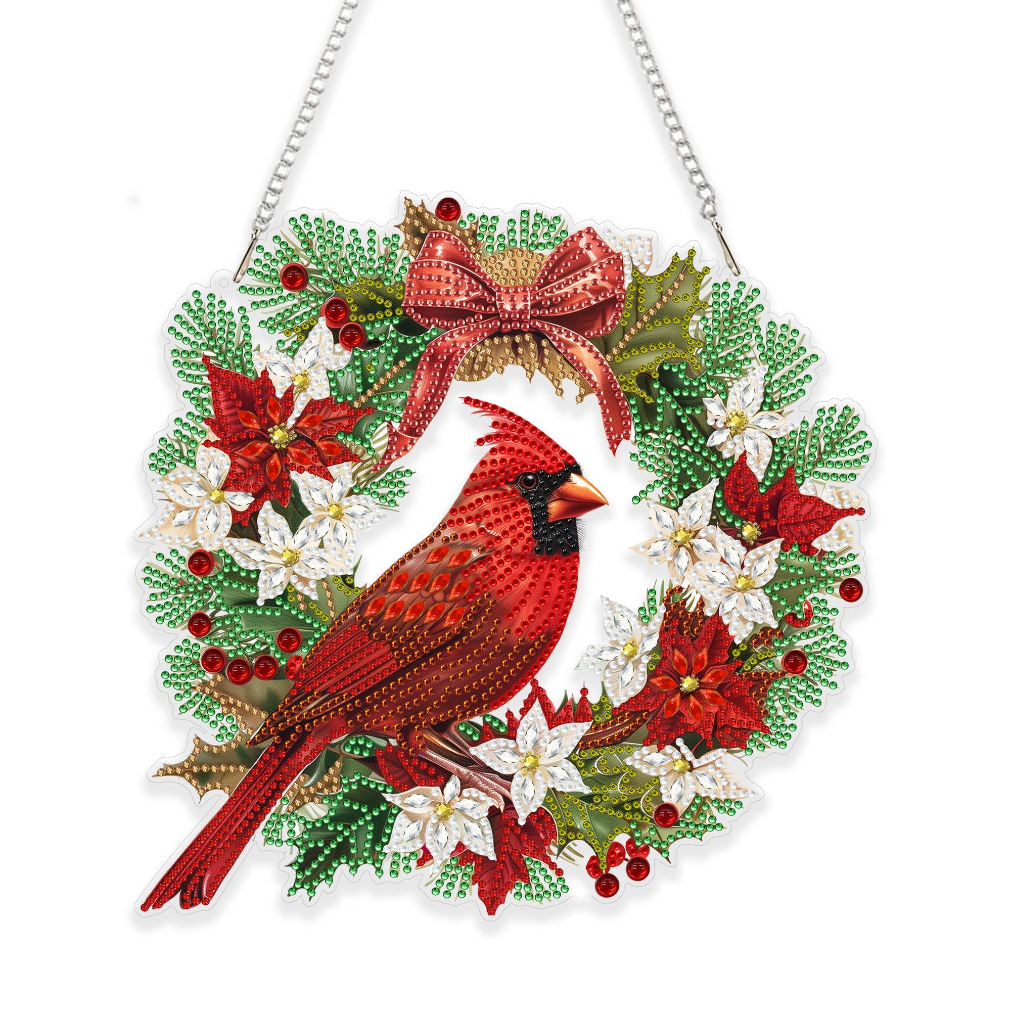 Cardinal on the Christmas Wreath