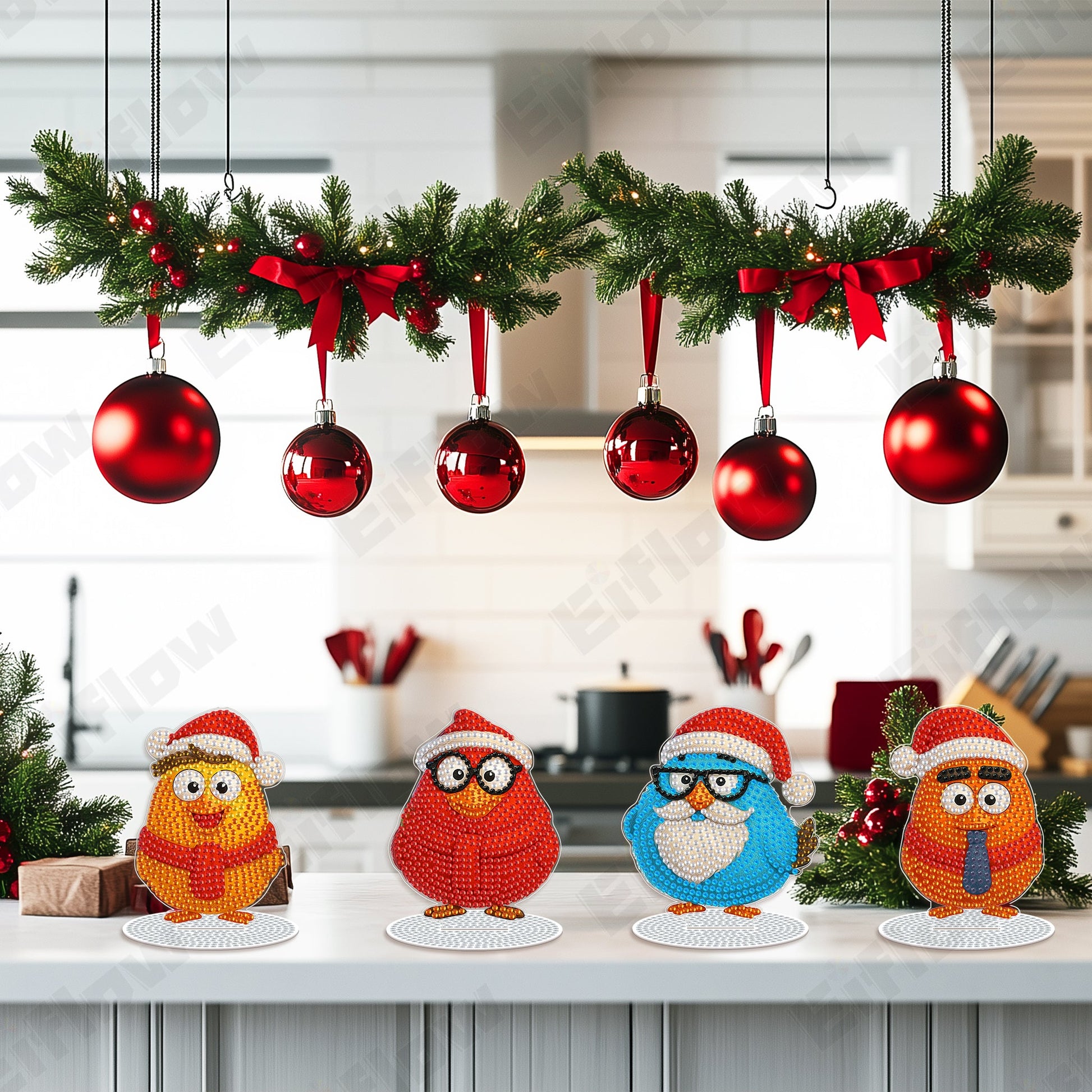 4PCS Christmas Bird Ornament