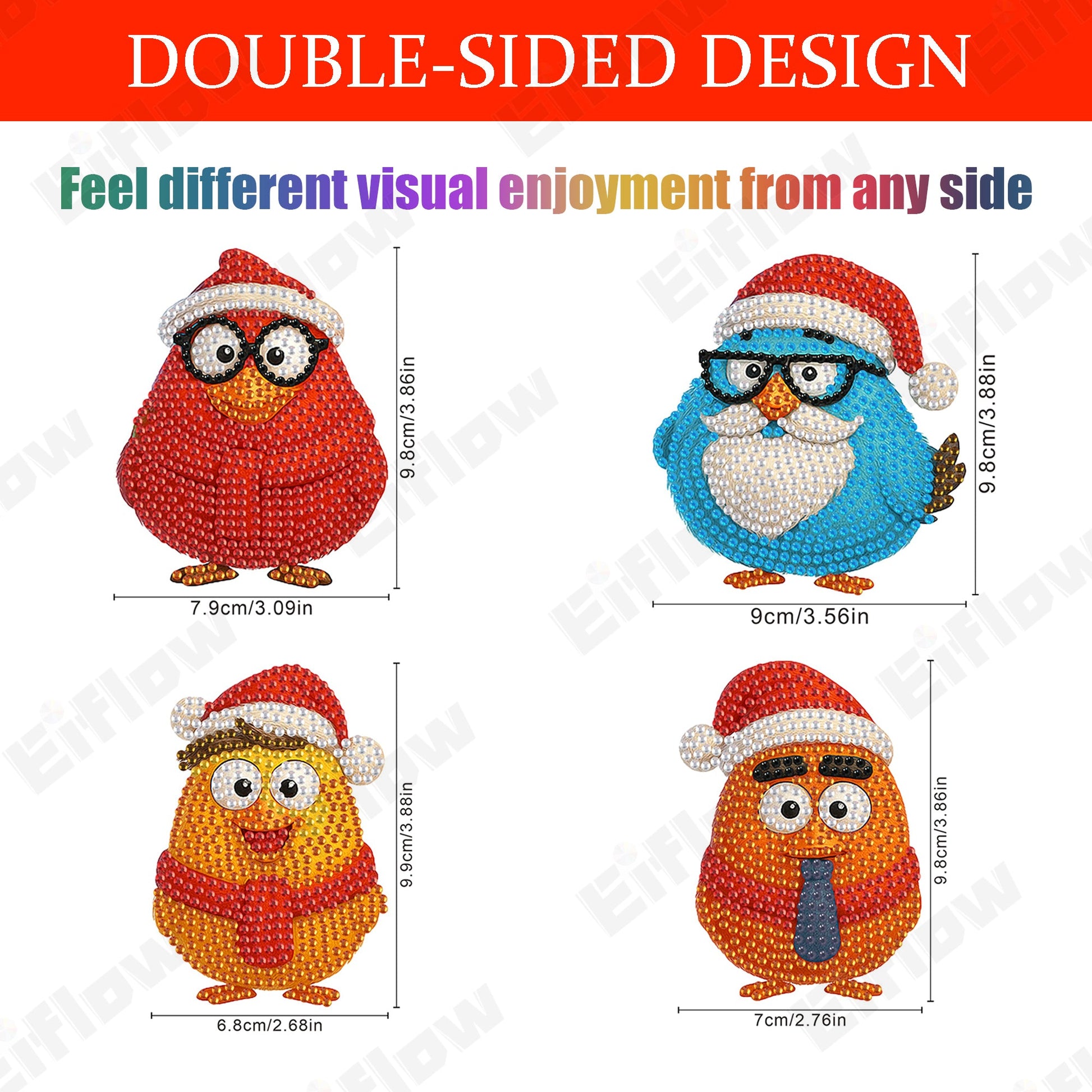 4PCS Christmas Bird Ornament