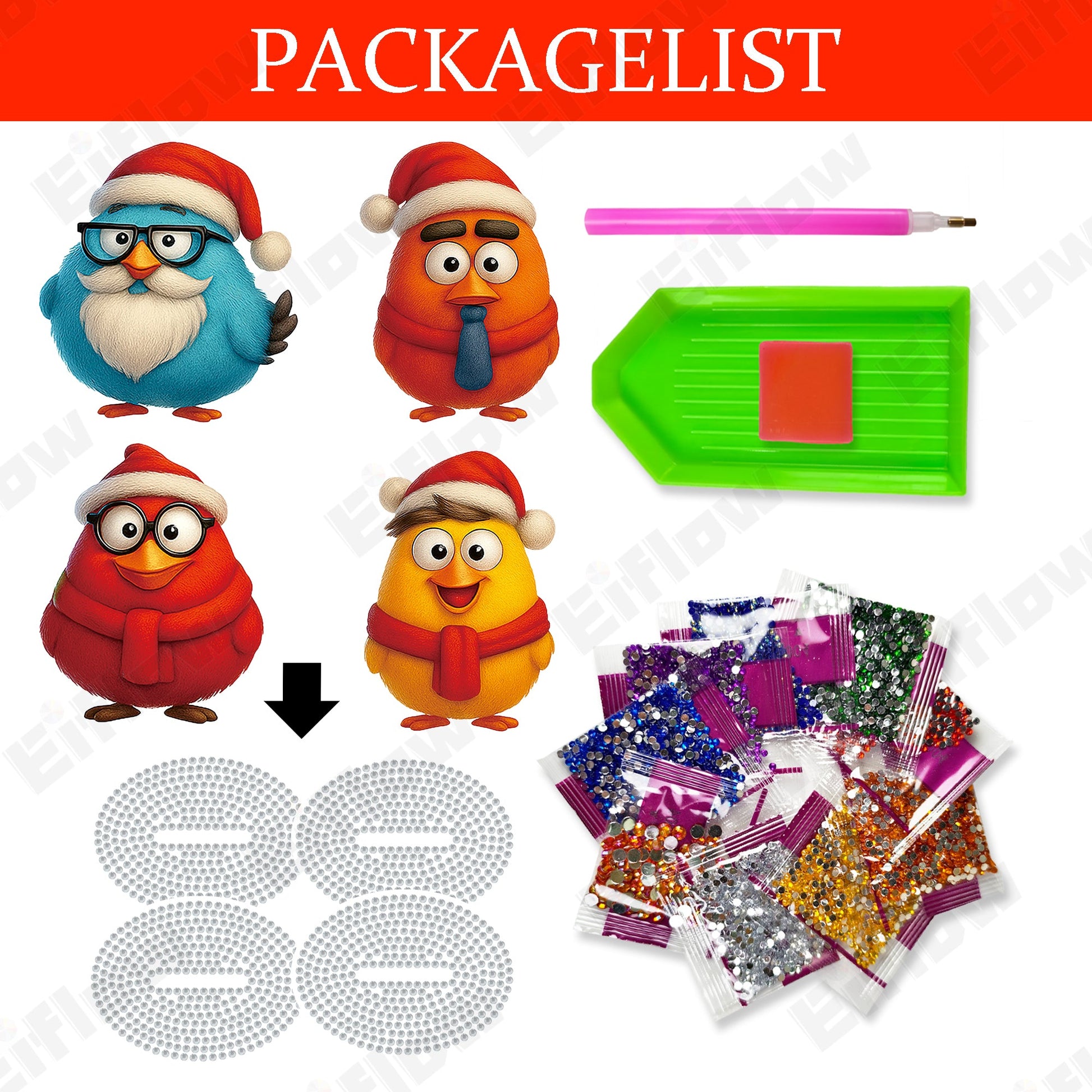 4PCS Christmas Bird Ornament - Tabletop