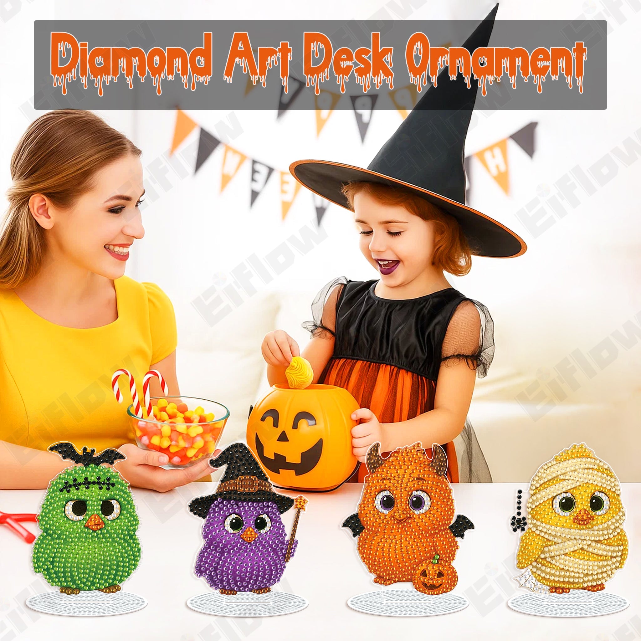 4PCS Halloween Bird Ornament - Tabletop