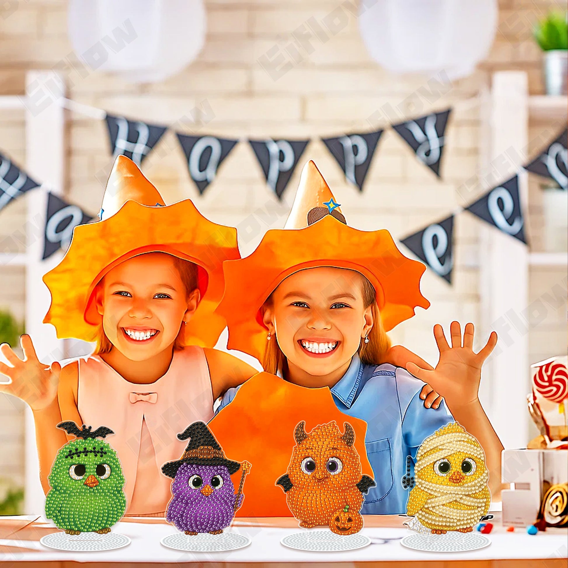 4PCS Halloween Bird Ornament