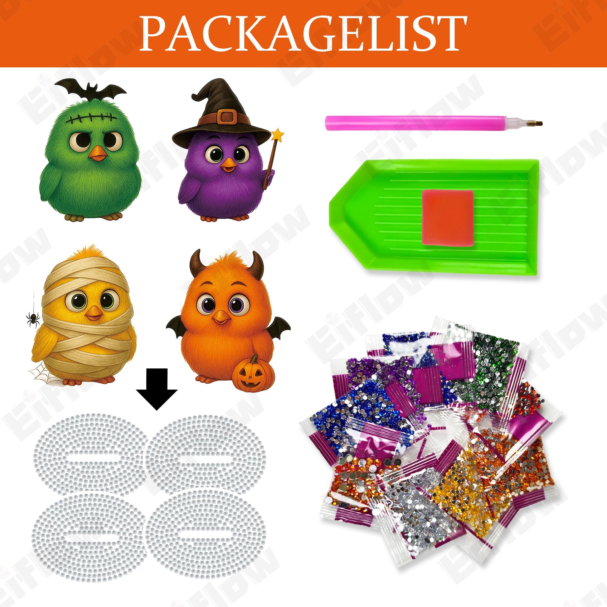 4PCS Halloween Bird Ornament