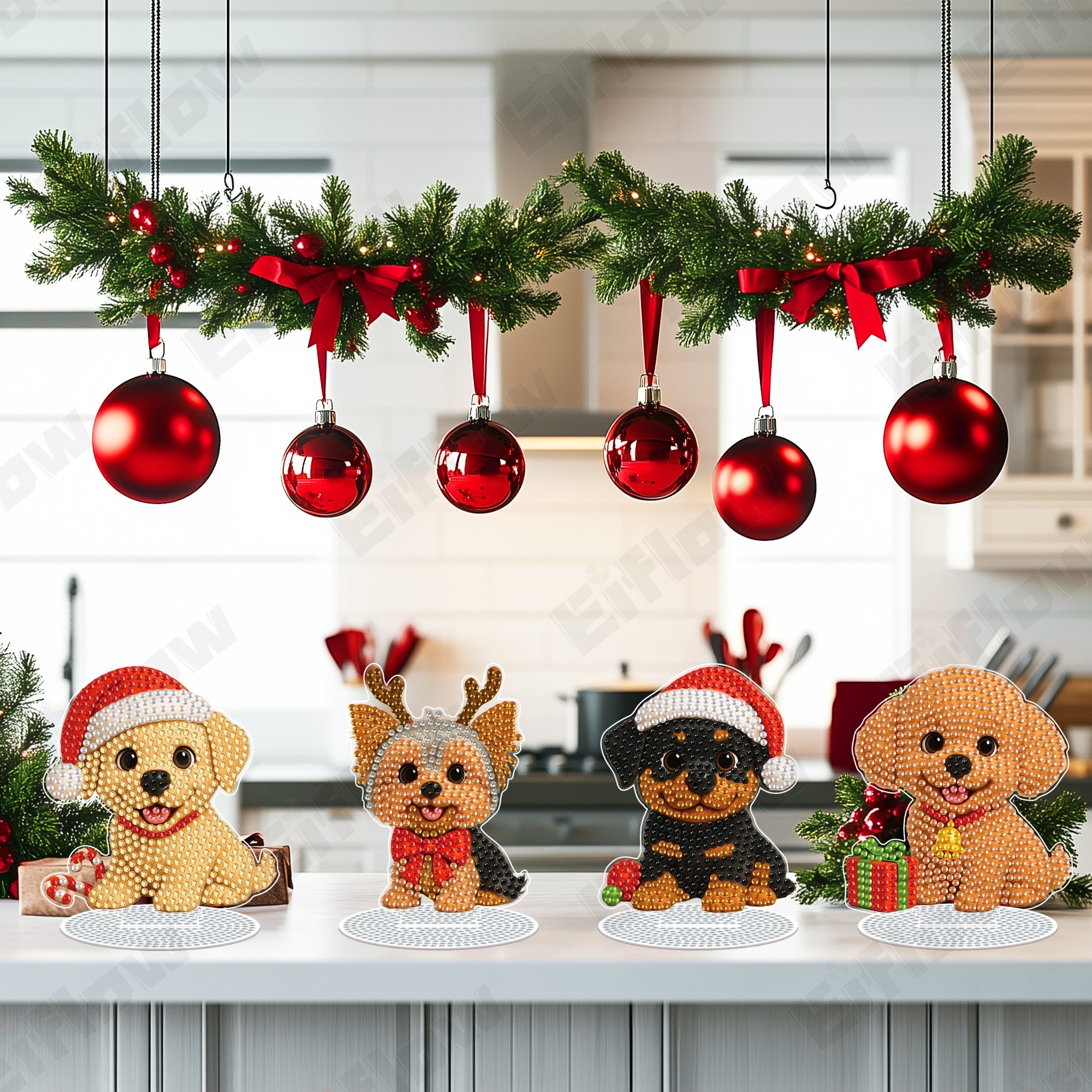 4PCS Christmas Puppy Ornament