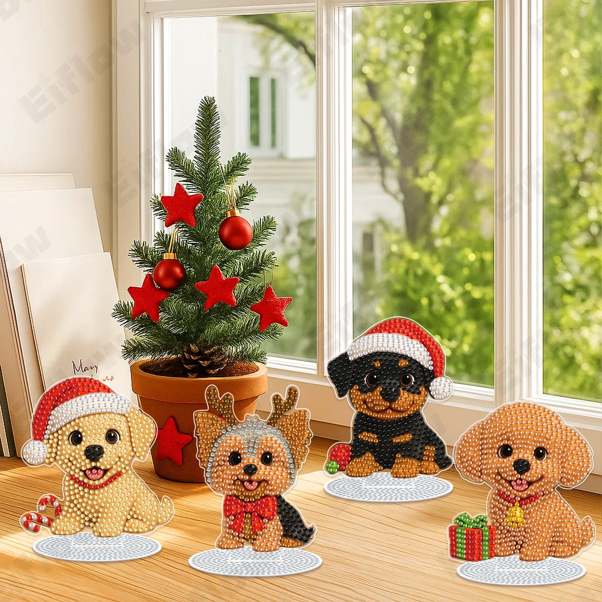4PCS Christmas Puppy Ornament