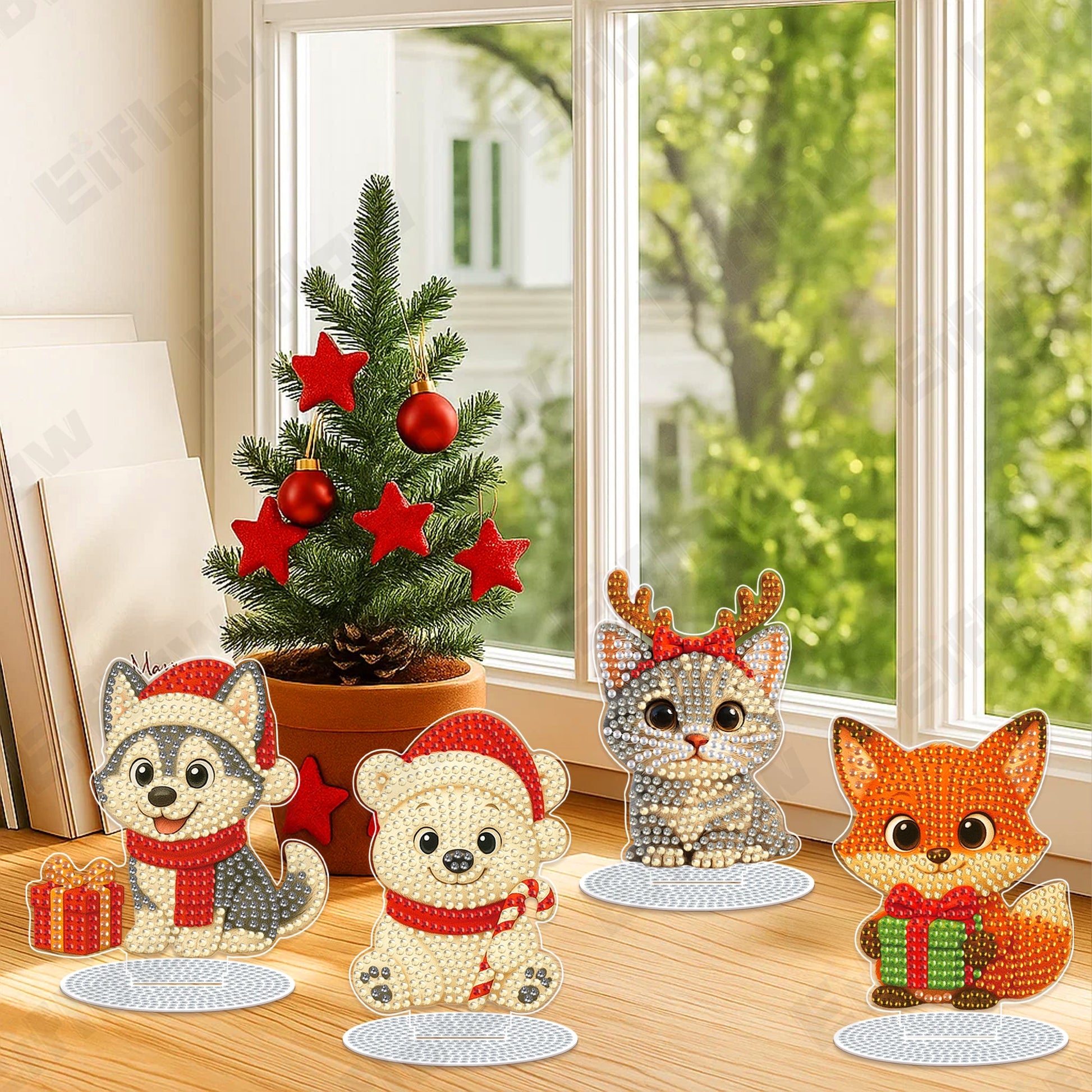 4PCS Christmas Animals Ornament