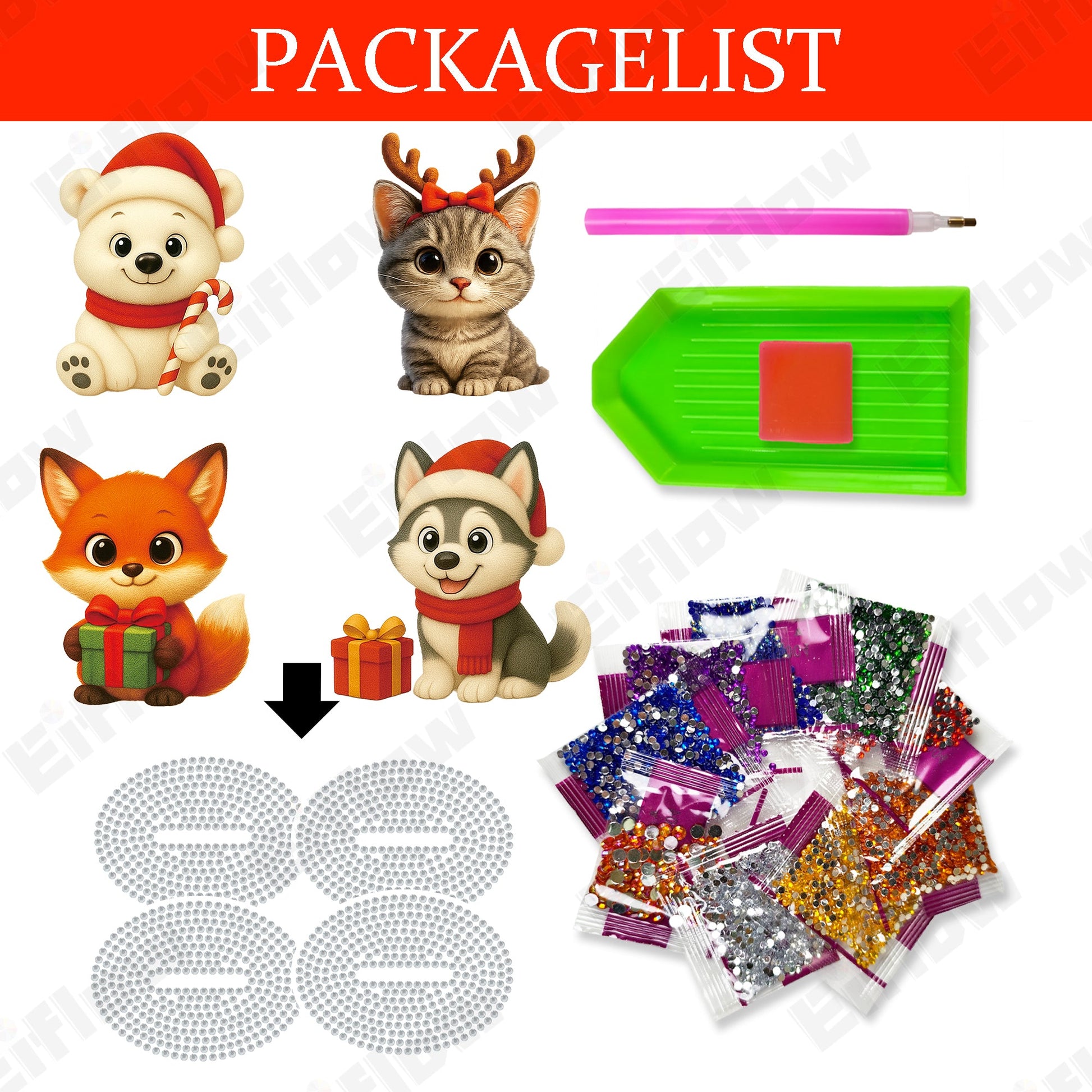 4PCS Christmas Animals Ornament