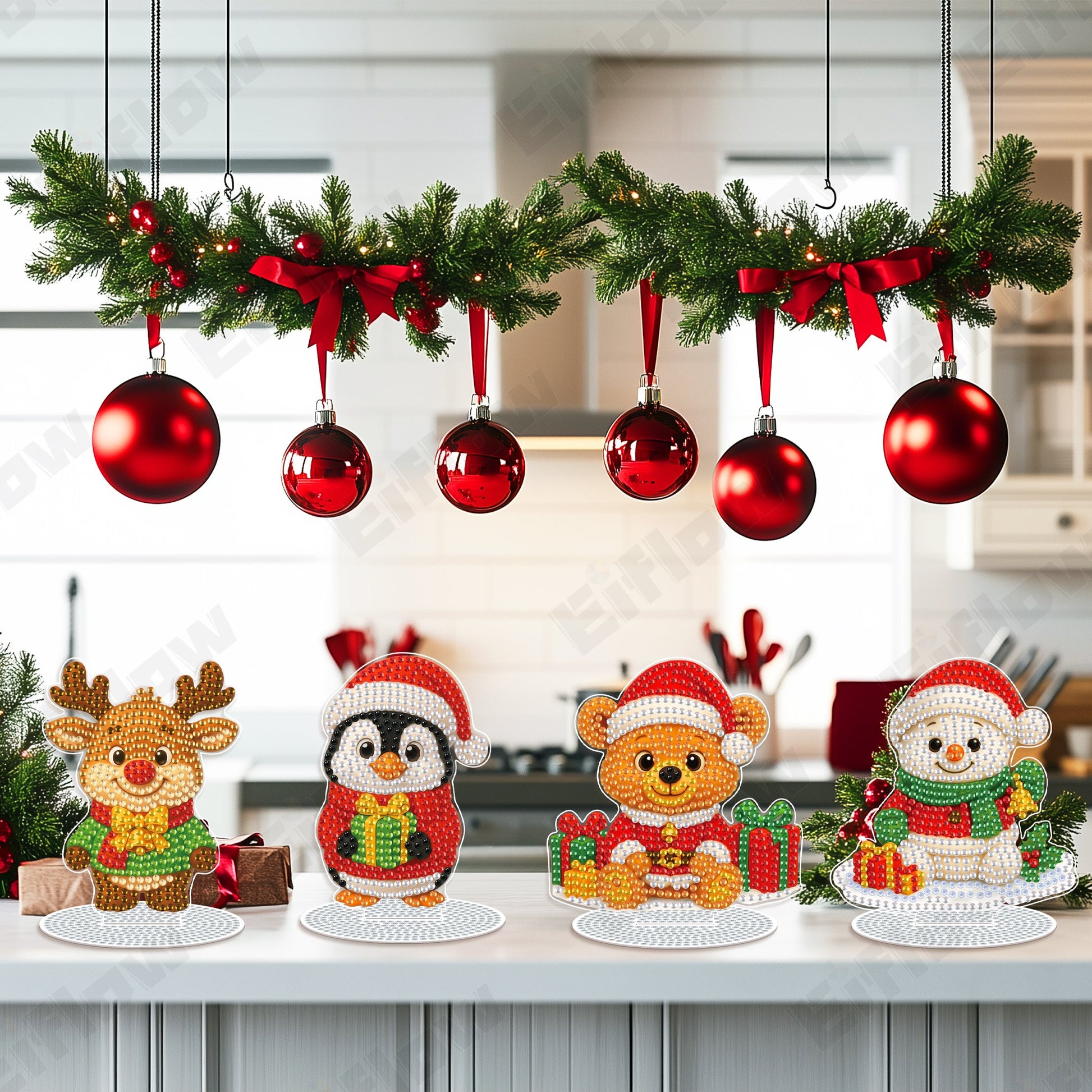 4PCS Christmas Happy Ornament