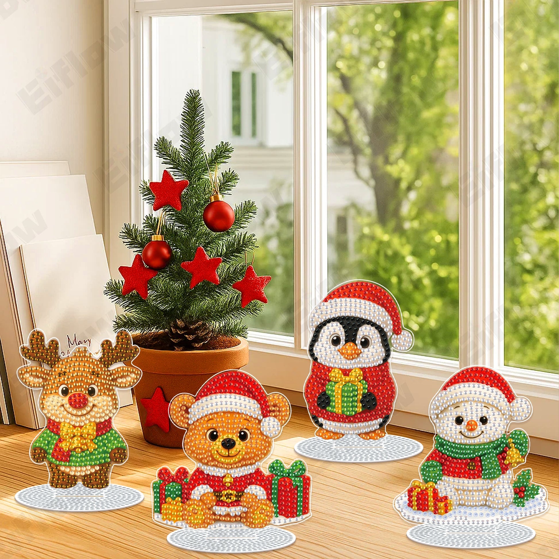4PCS Christmas Happy Ornament