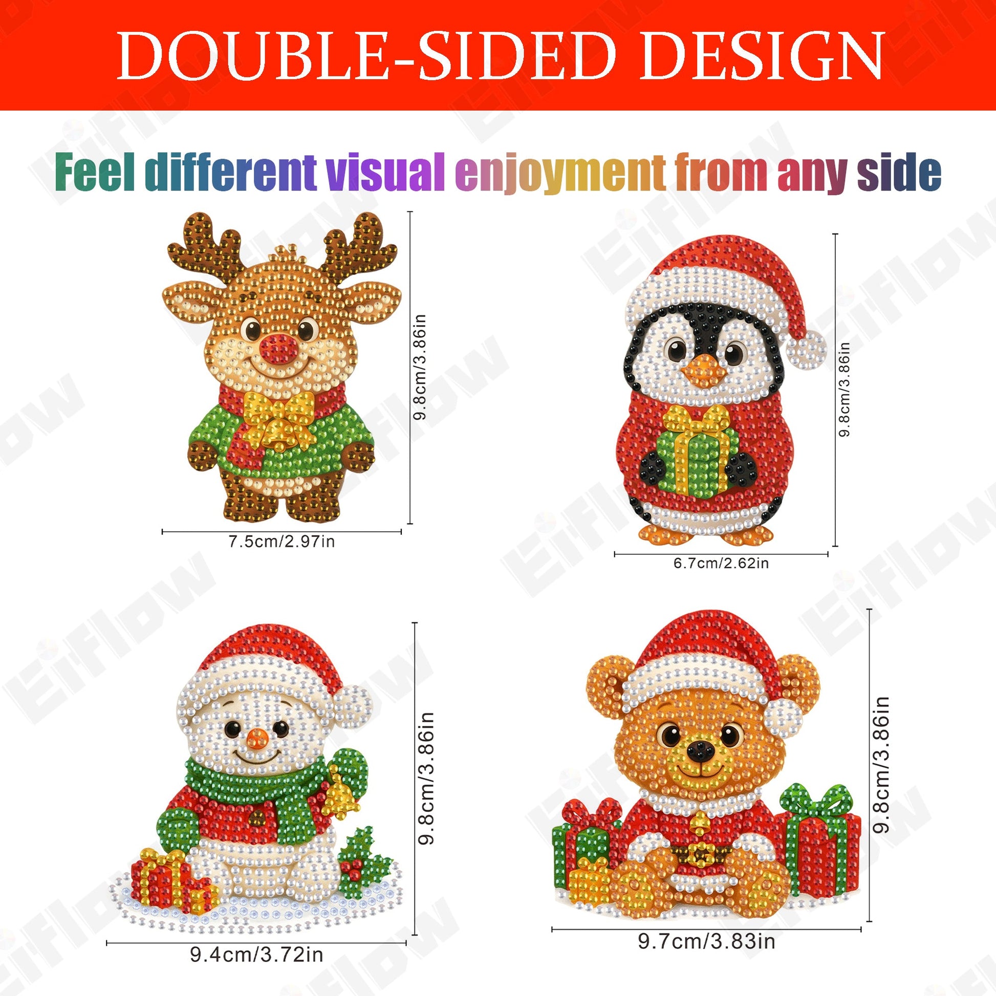 4PCS Christmas Happy Ornament