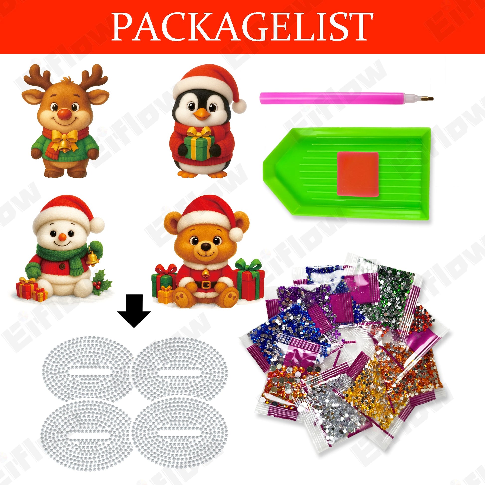 4PCS Christmas Happy Ornament