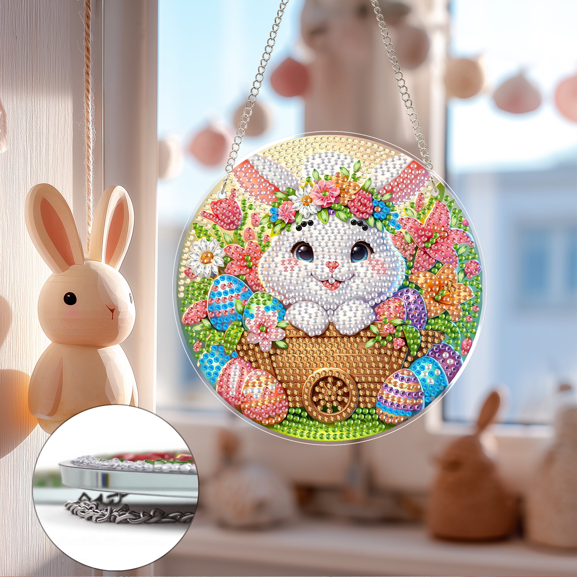Hanging Glass Diamond Art Painting Kit, Easter Bunny – Eiflow